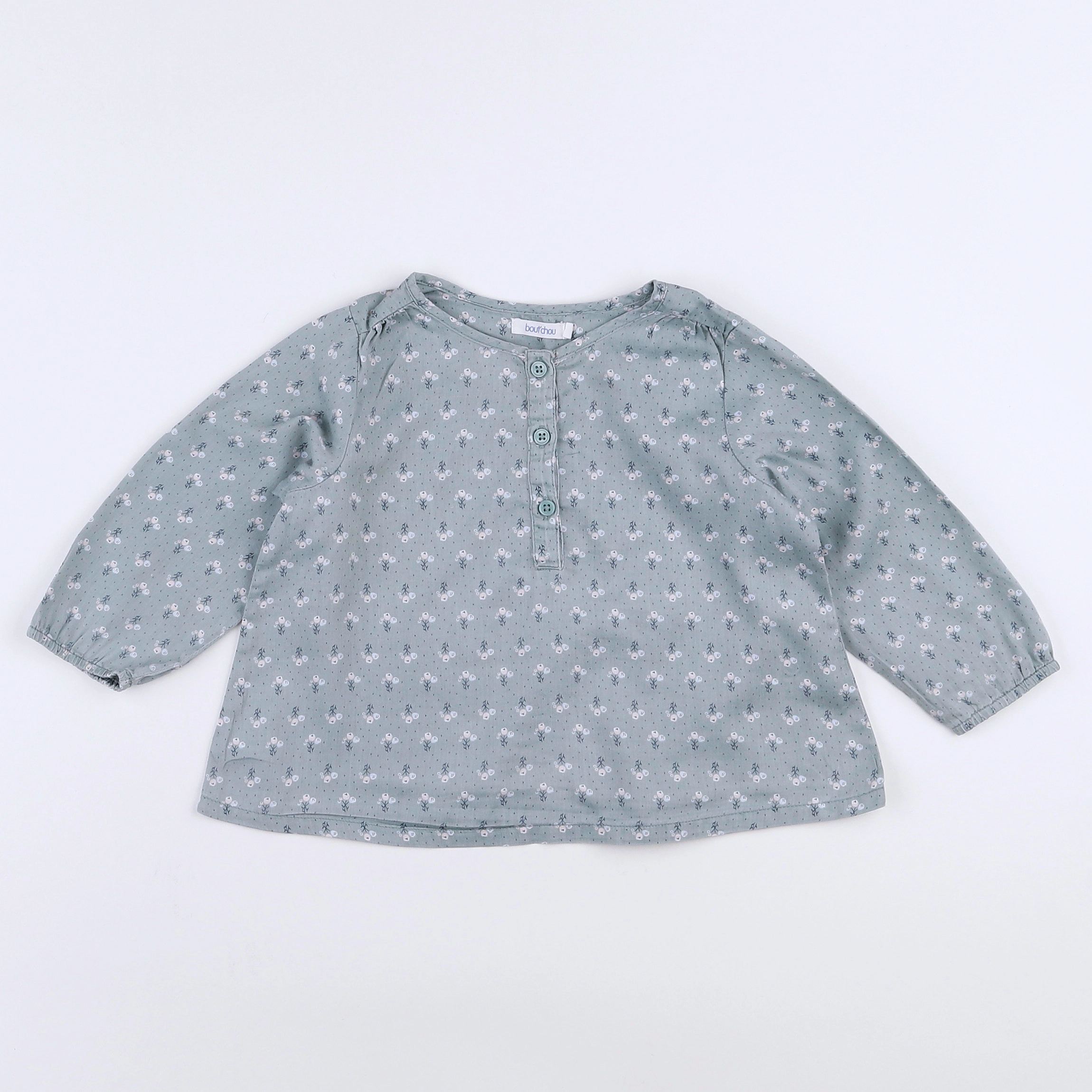 Boutchou - blouse vert - 12 mois
