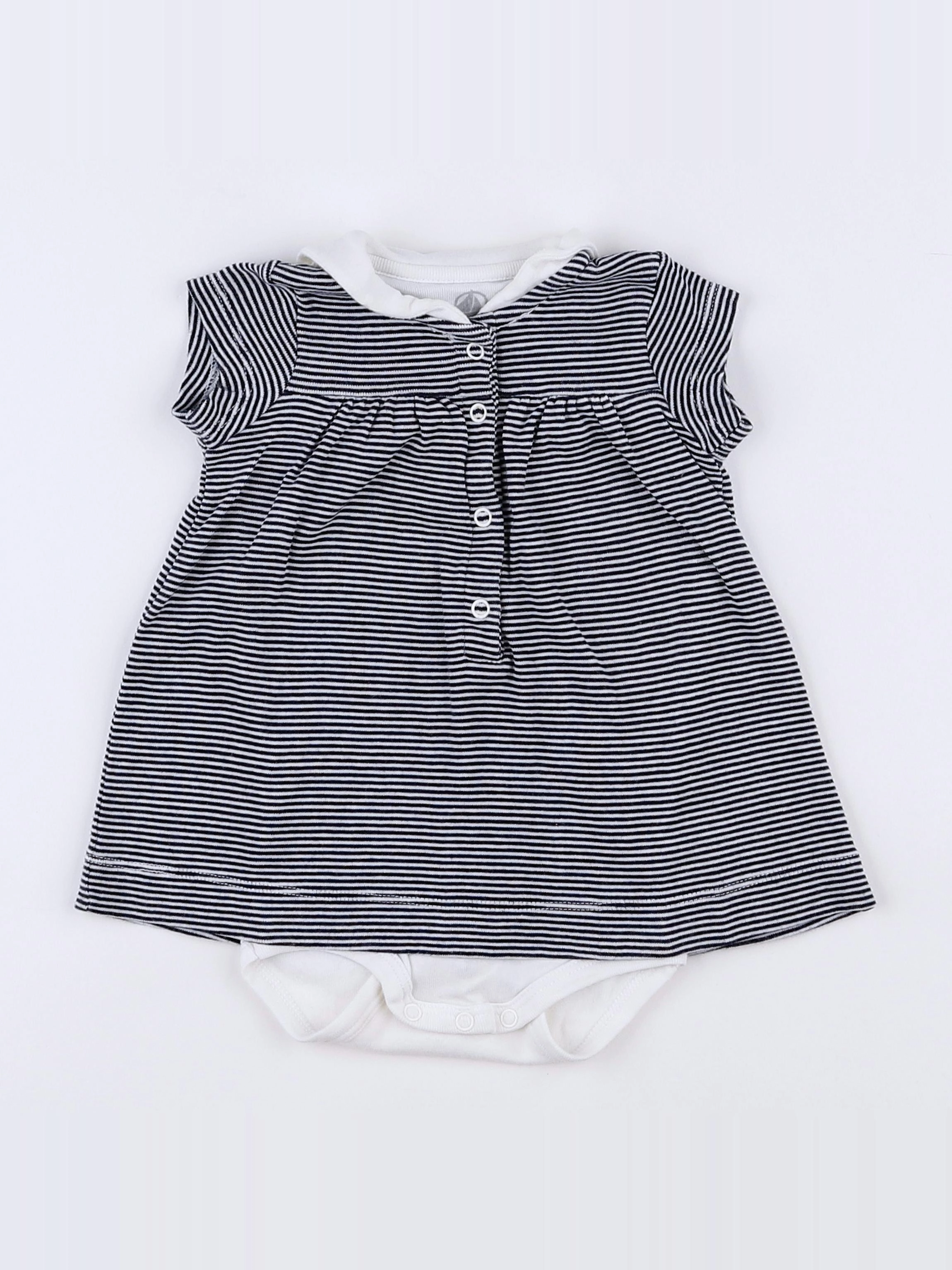 Petit Bateau - body vetement bleu, blanc - 3 mois