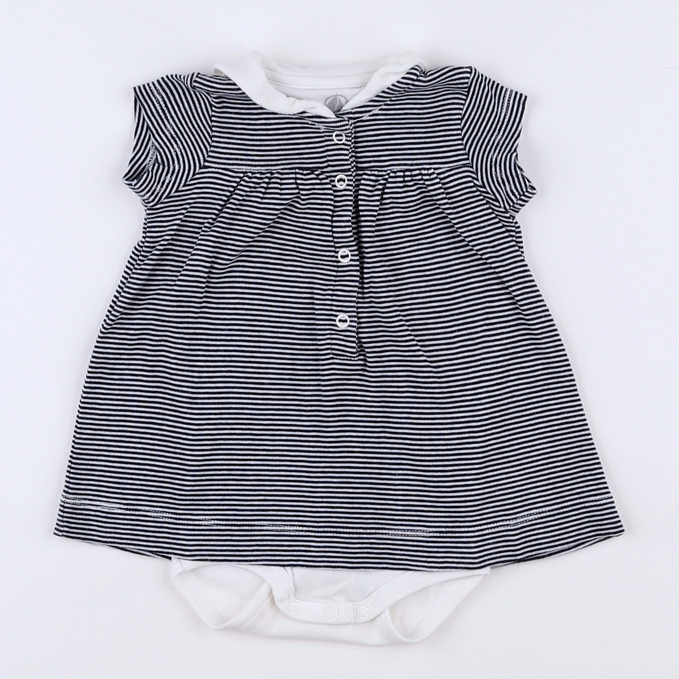 Petit Bateau - body vetement bleu, blanc - 3 mois