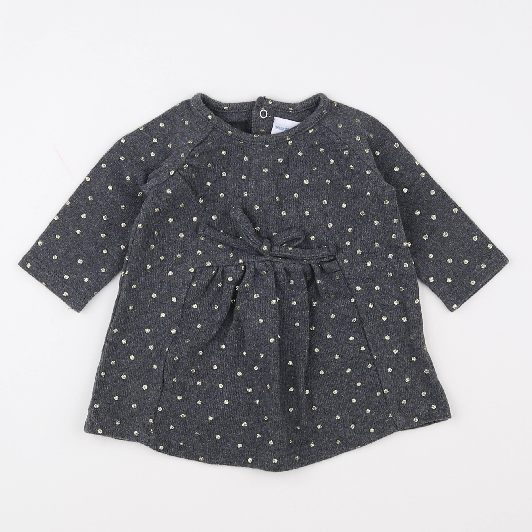 Vertbaudet - robe gris, or - 3 mois
