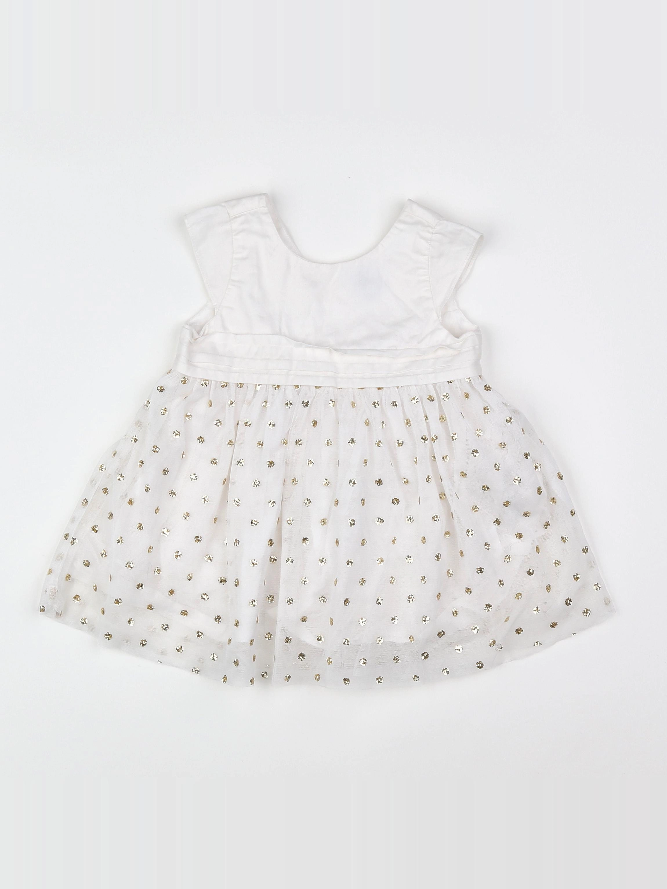 Petit Bateau - robe blanc, or - 6 mois