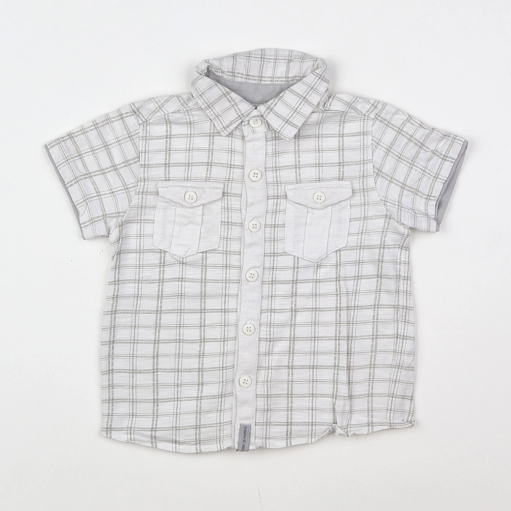 Terre de marins - chemise blanc, gris - 2 ans