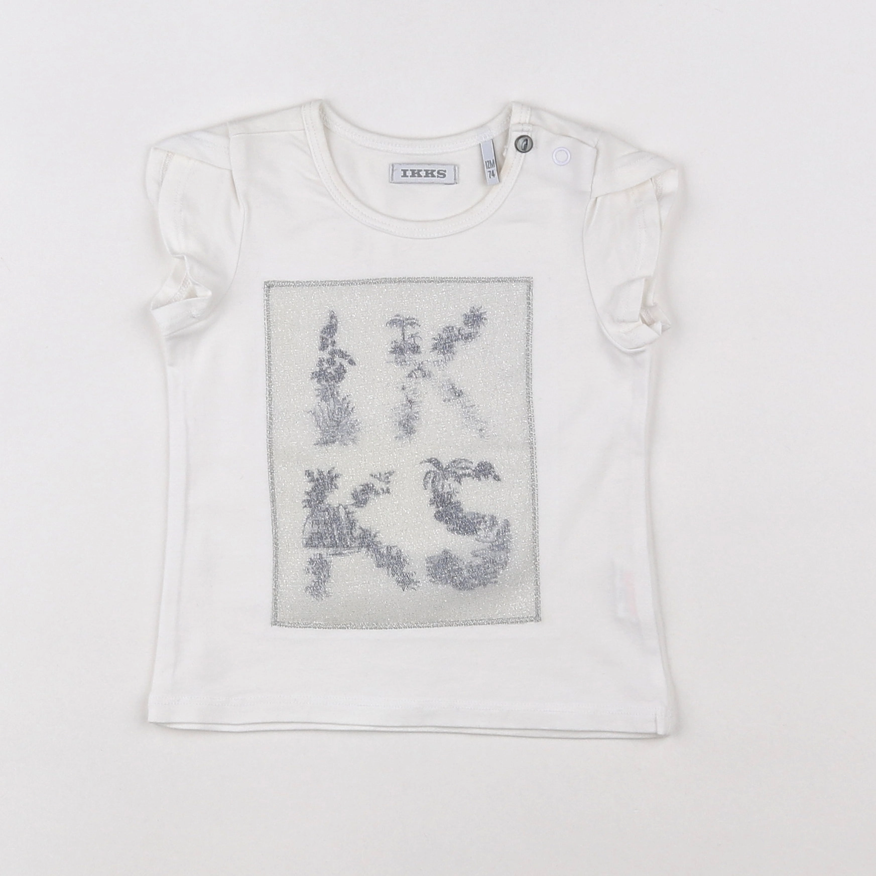IKKS - tee-shirt blanc, argent - 12 mois