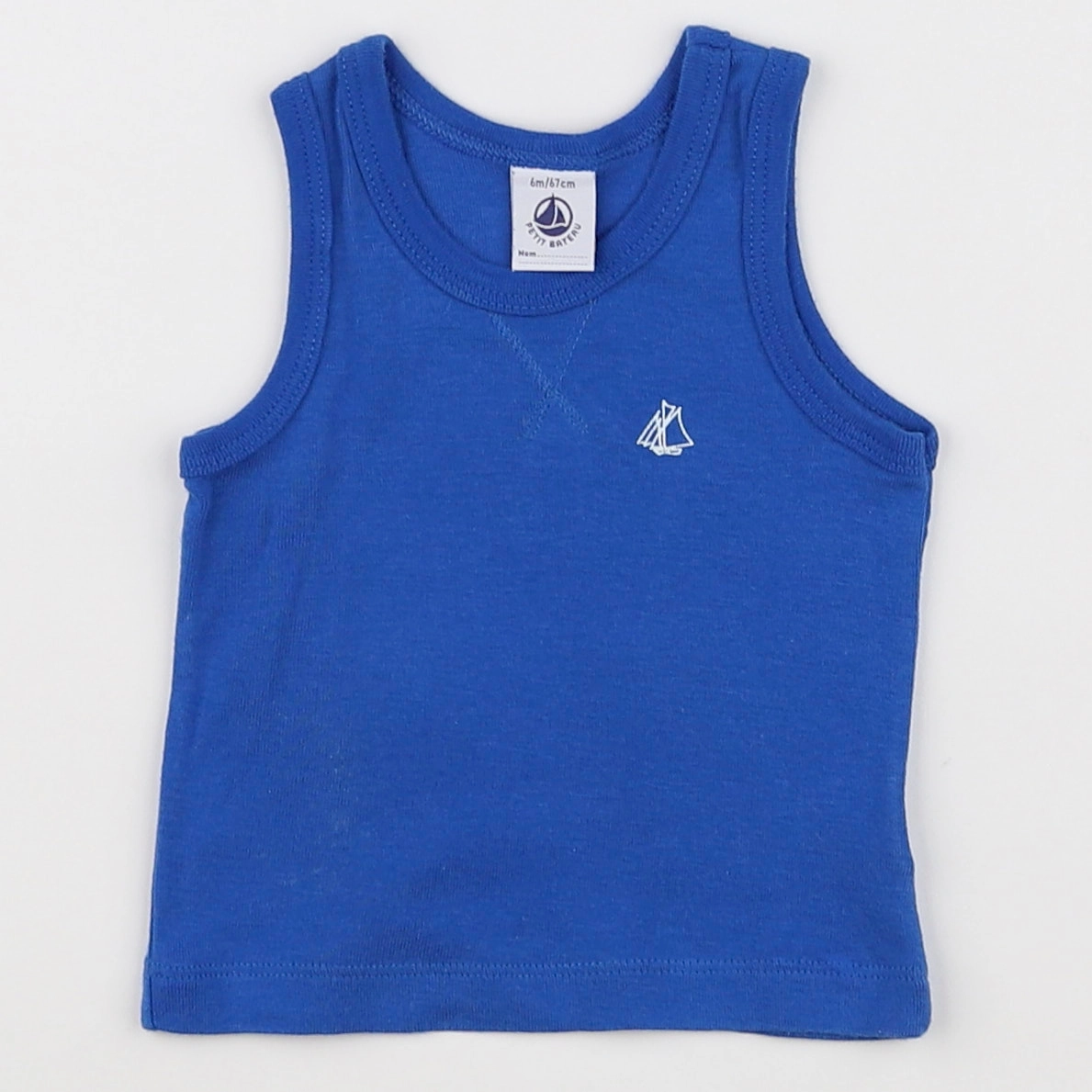 Petit Bateau - maillot de corps bleu - 6 mois