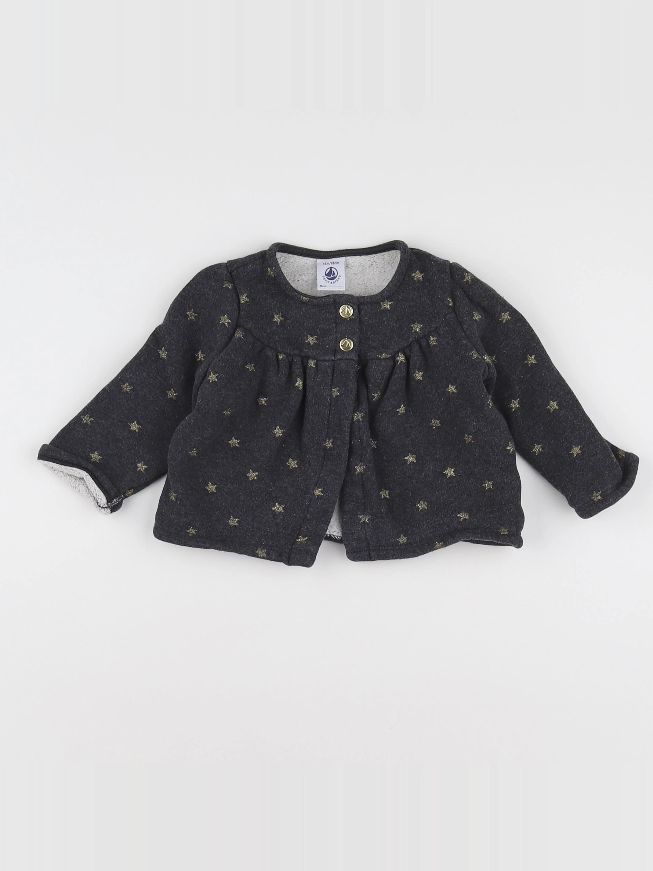 Petit Bateau - sweat gris, or - 18 mois