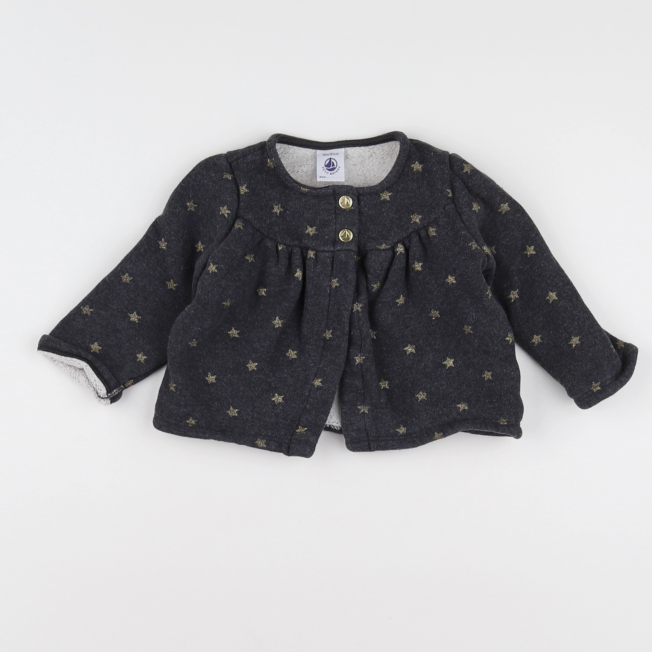 Petit Bateau - sweat gris, or - 18 mois