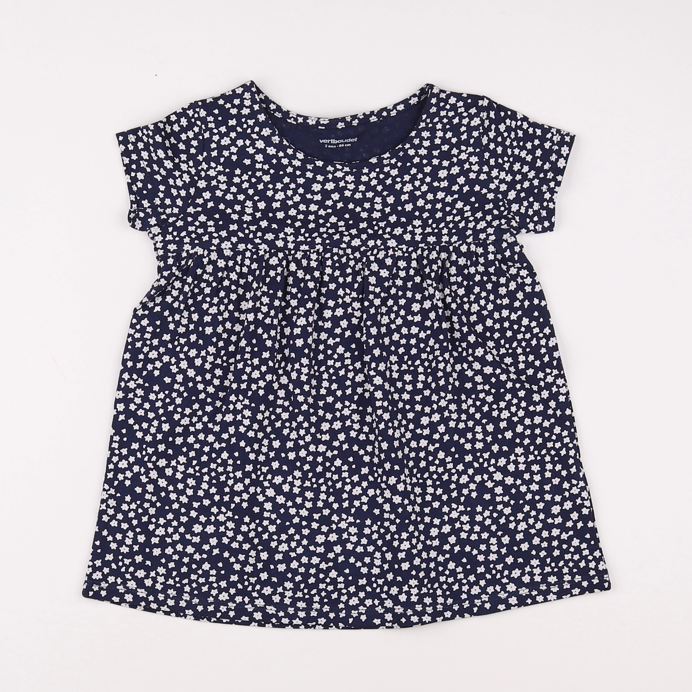 Vertbaudet - robe bleu, blanc - 2 ans