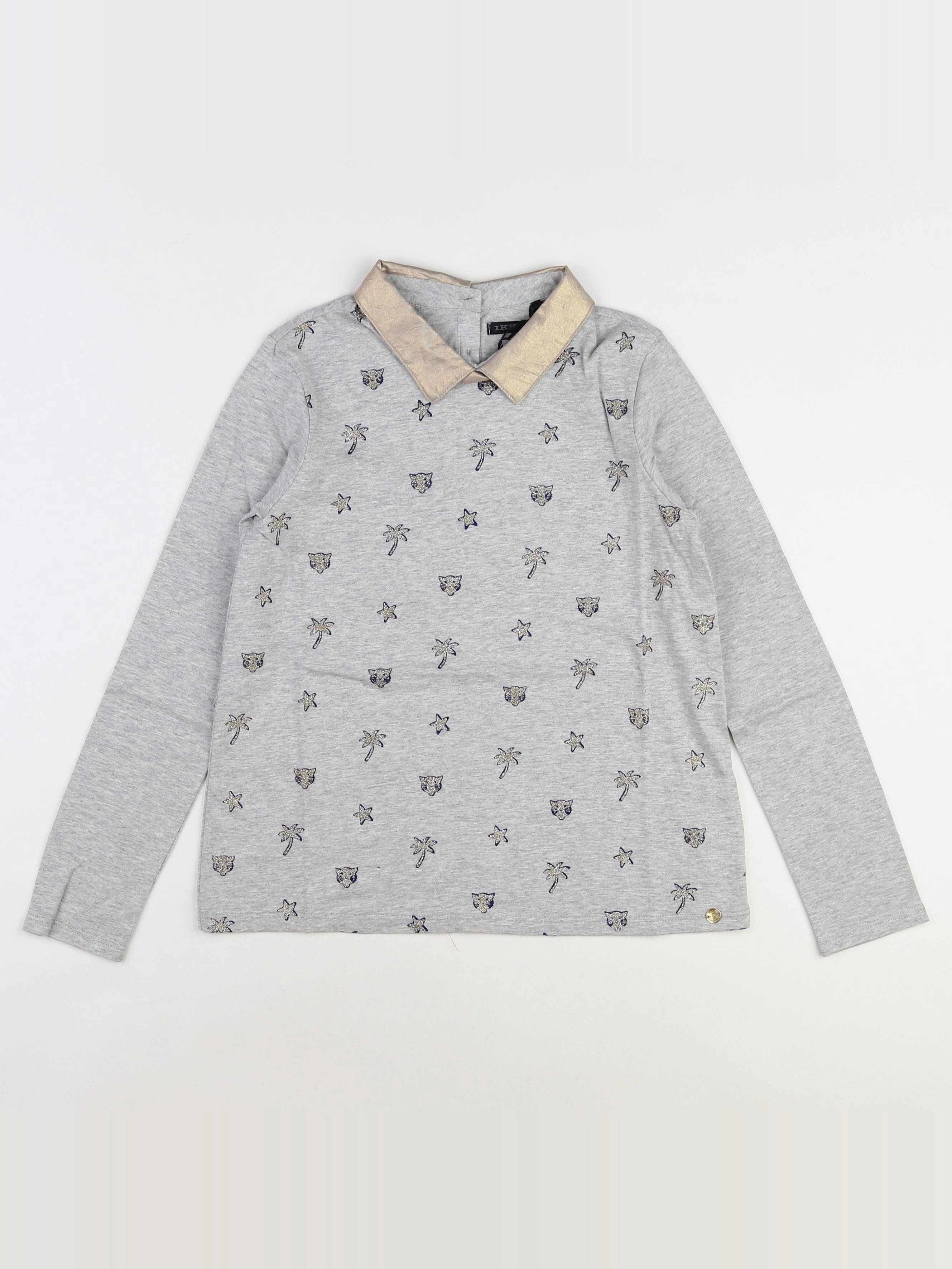 IKKS - tee-shirt gris, or (neuf) - 10 ans