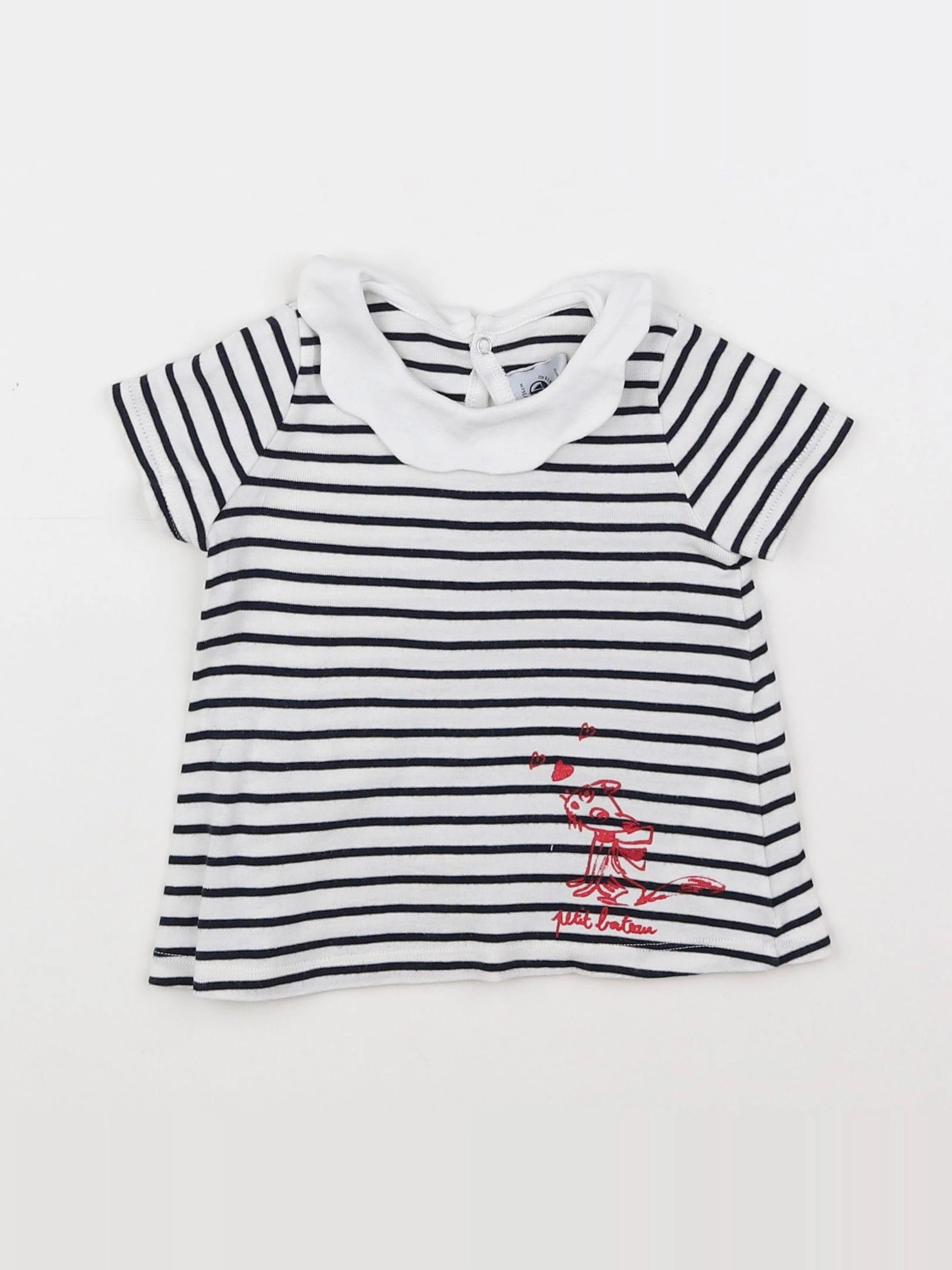 Petit Bateau - tee-shirt blanc, bleu - 12 mois