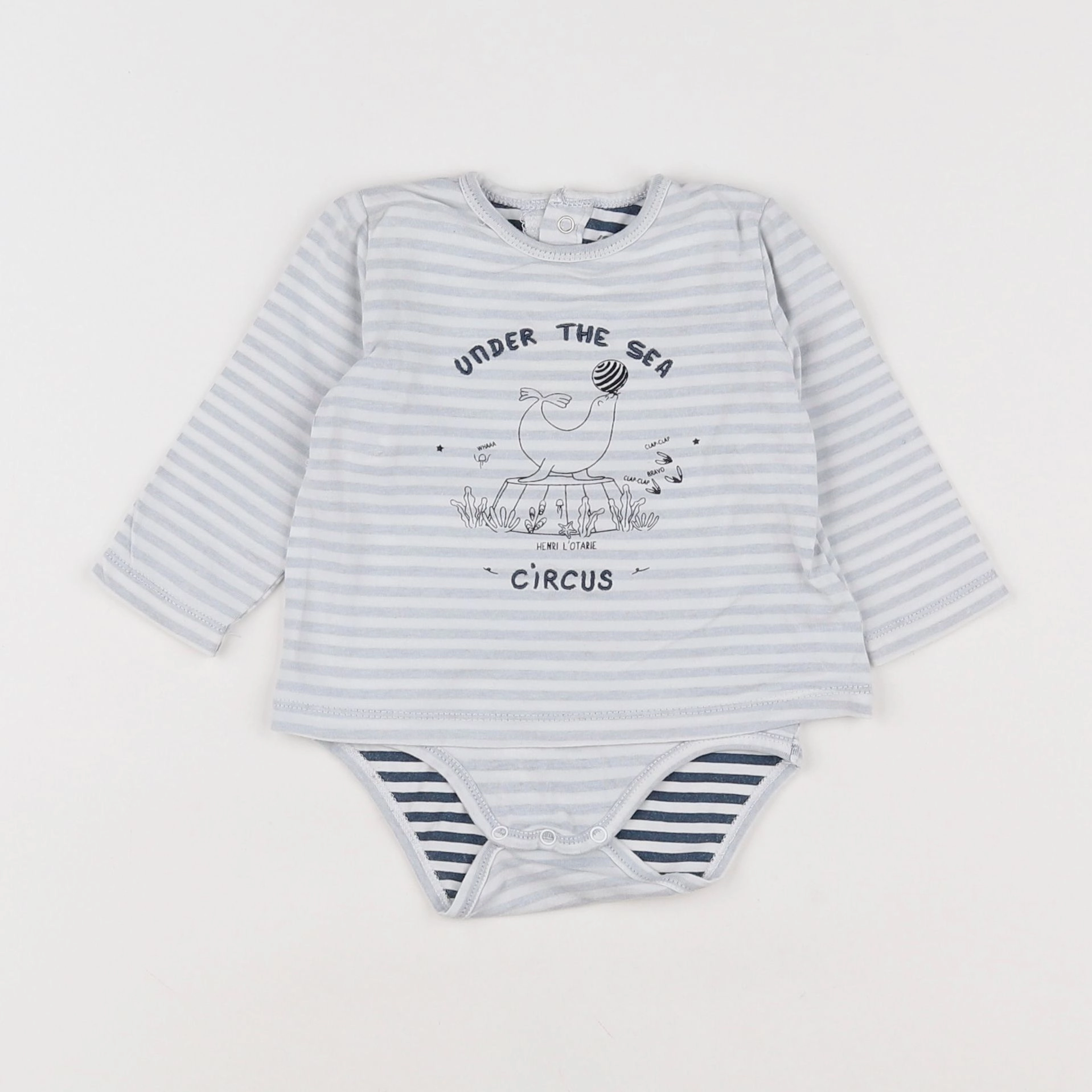 Vertbaudet - body tee-shirt blanc, gris - 3 mois