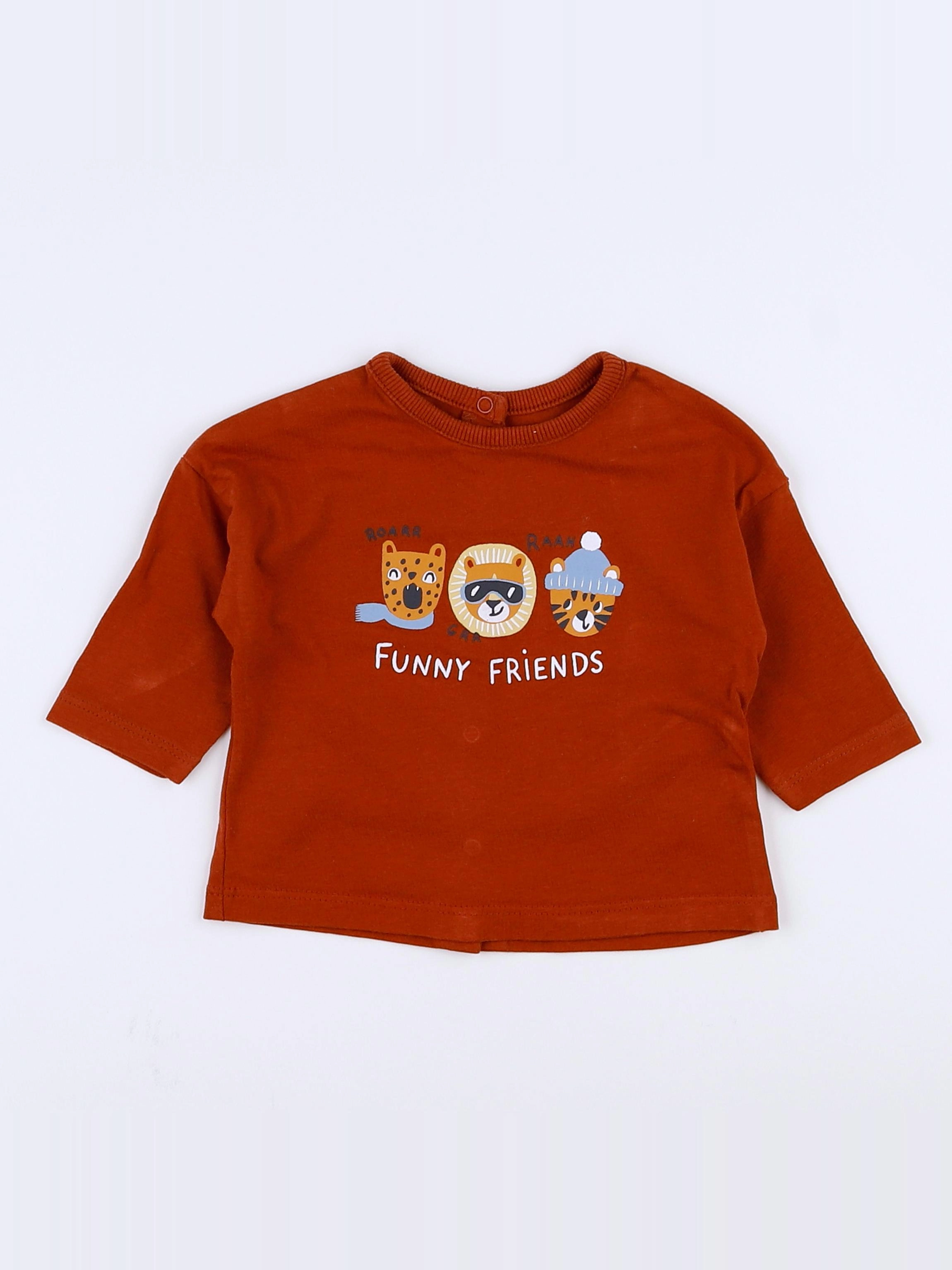 Vertbaudet - tee-shirt marron - 3 mois