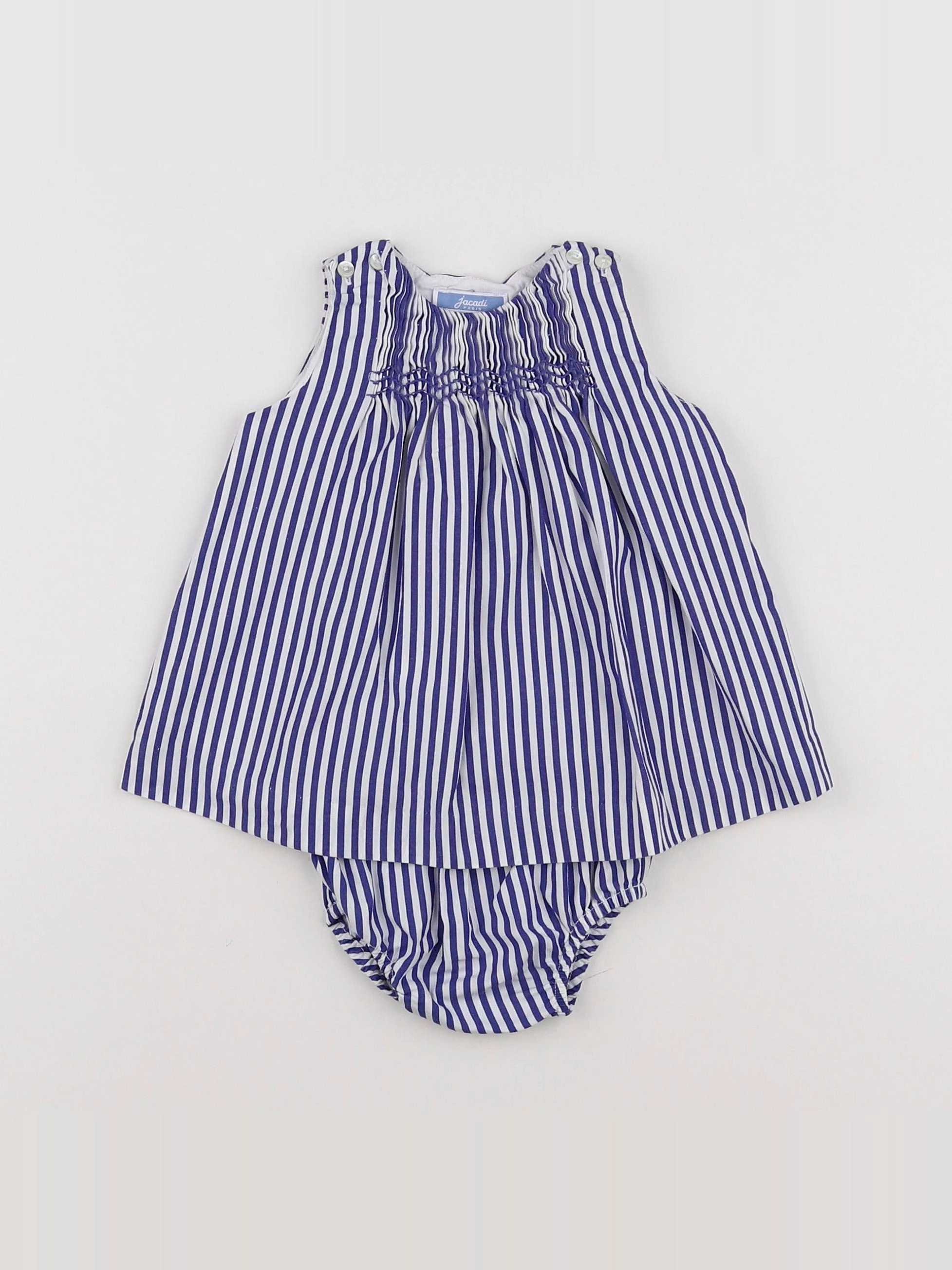 Jacadi - robe blanc, bleu - 3 mois