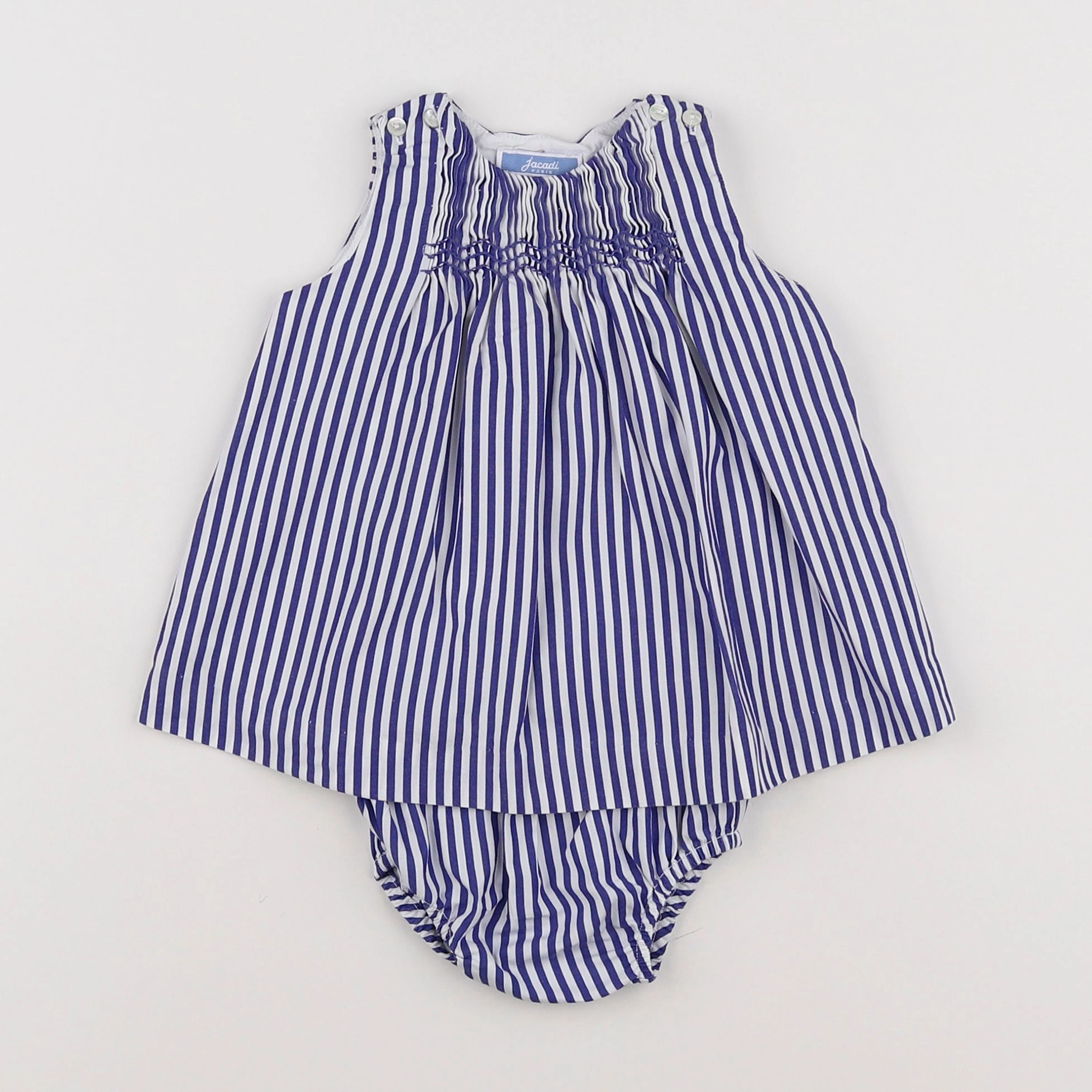 Jacadi - robe blanc, bleu - 3 mois
