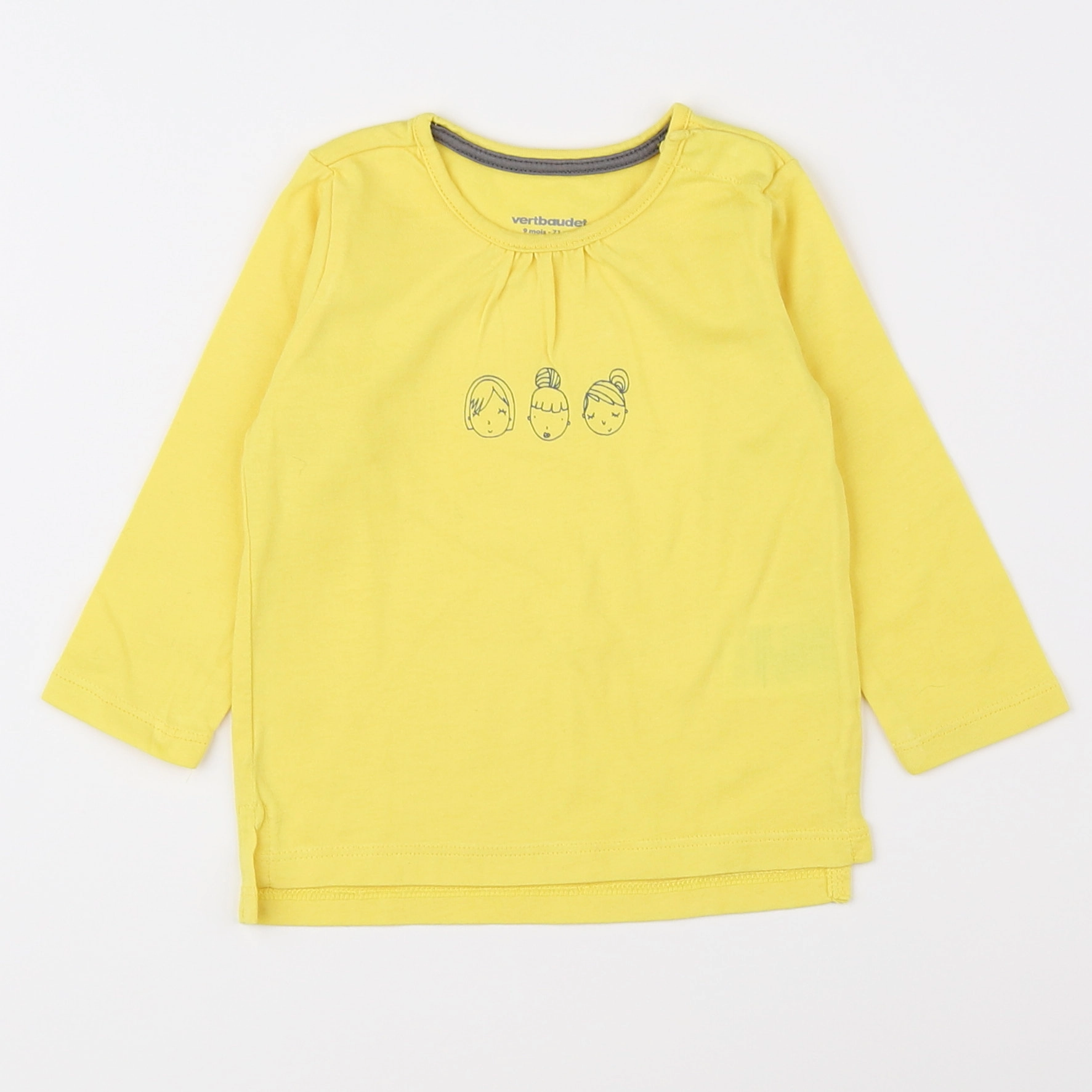 Vertbaudet - tee-shirt jaune fluo - 9 mois