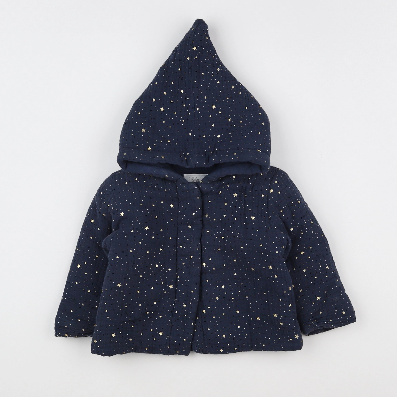 Vertbaudet - veste bleu, or, orange - 9 mois