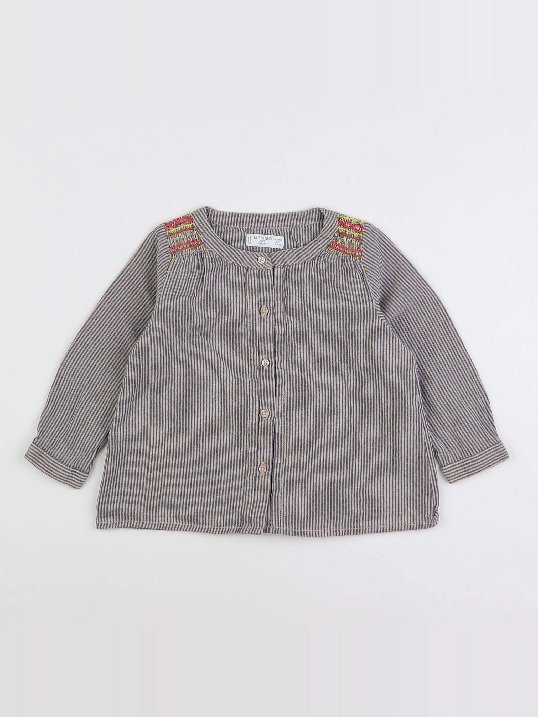 Mango - blouse bleu, gris - 9/12 mois