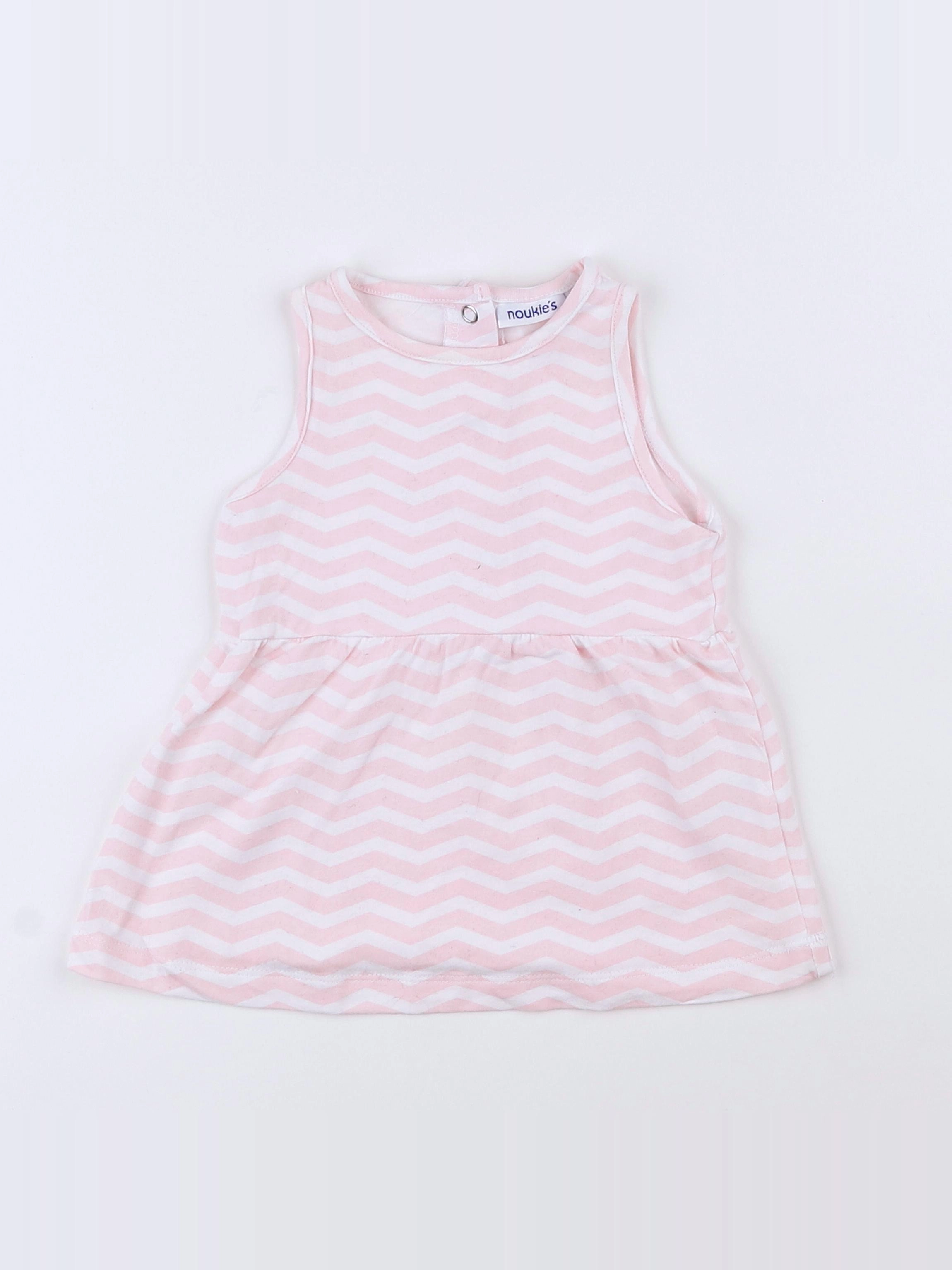 Noukie's - robe blanc, rose - 6 mois