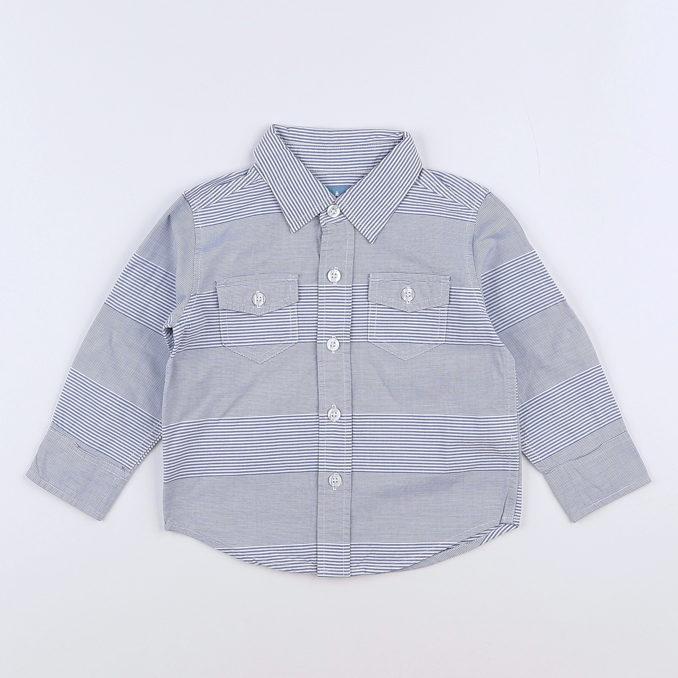 GAP - chemise blanc, bleu - 18 mois à 2 ans