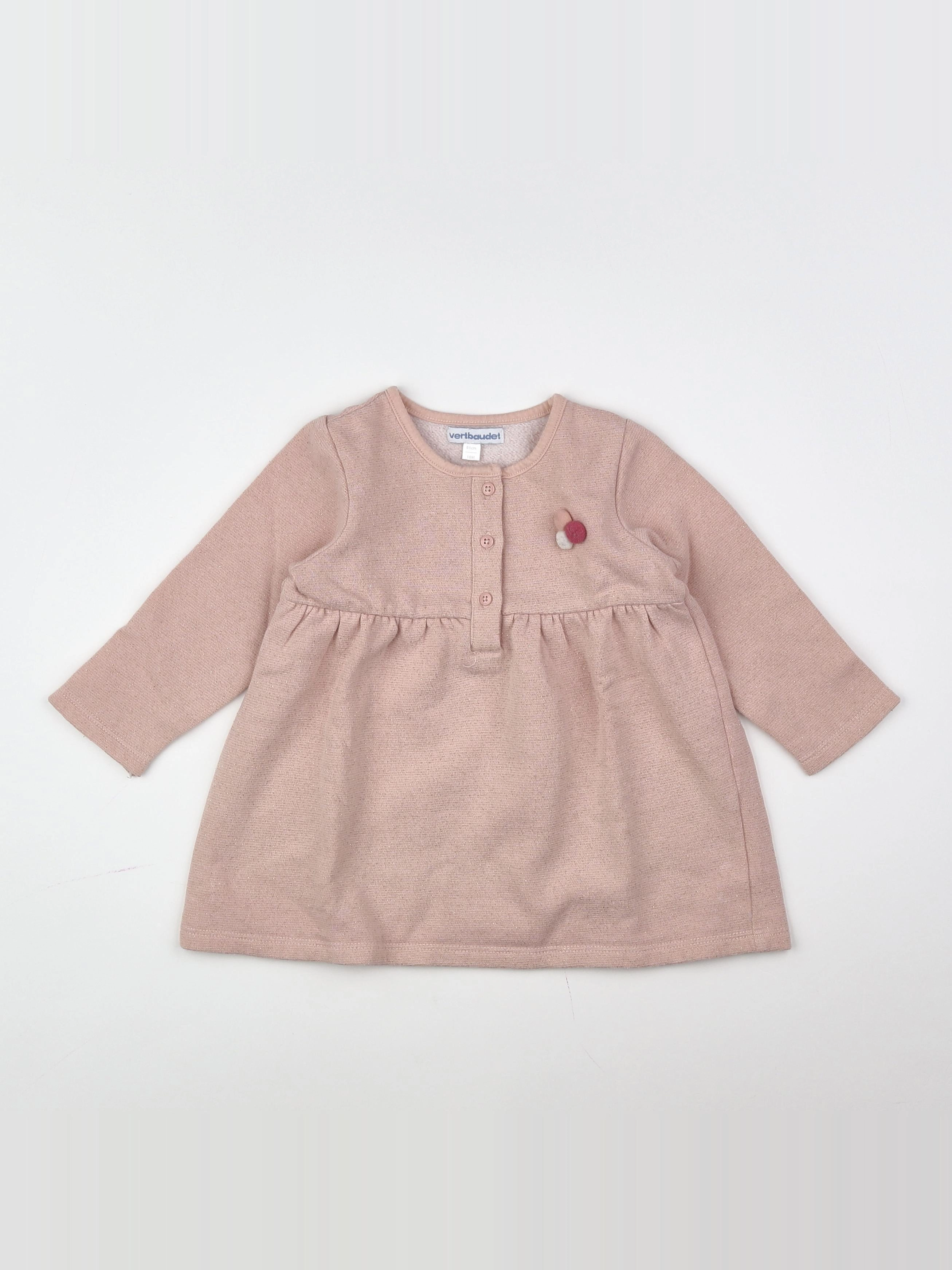 Vertbaudet - robe rose, or - 18 mois