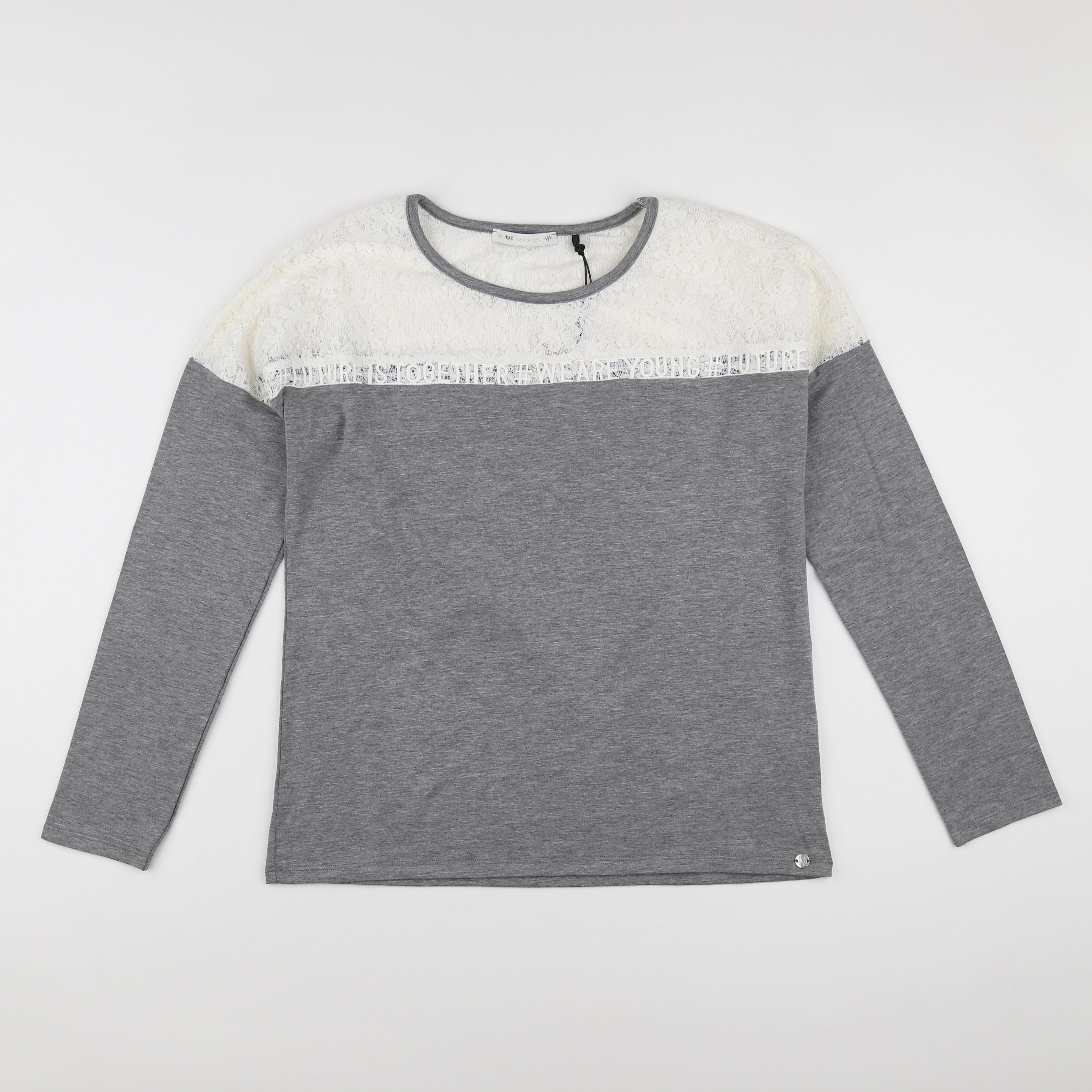 IKKS - tee-shirt gris (état neuf) - 14 ans