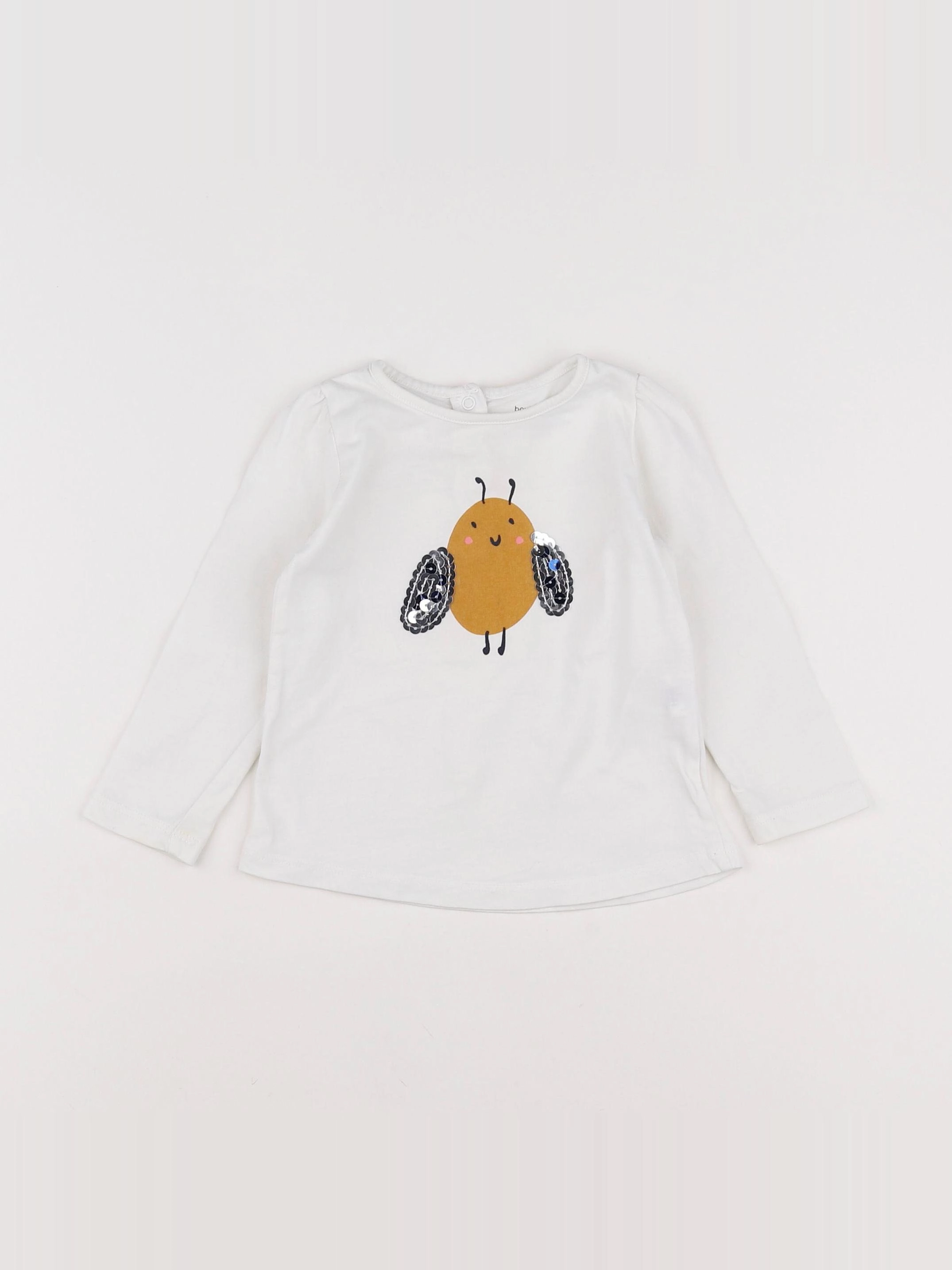 Boutchou - tee-shirt argent, blanc - 12 mois