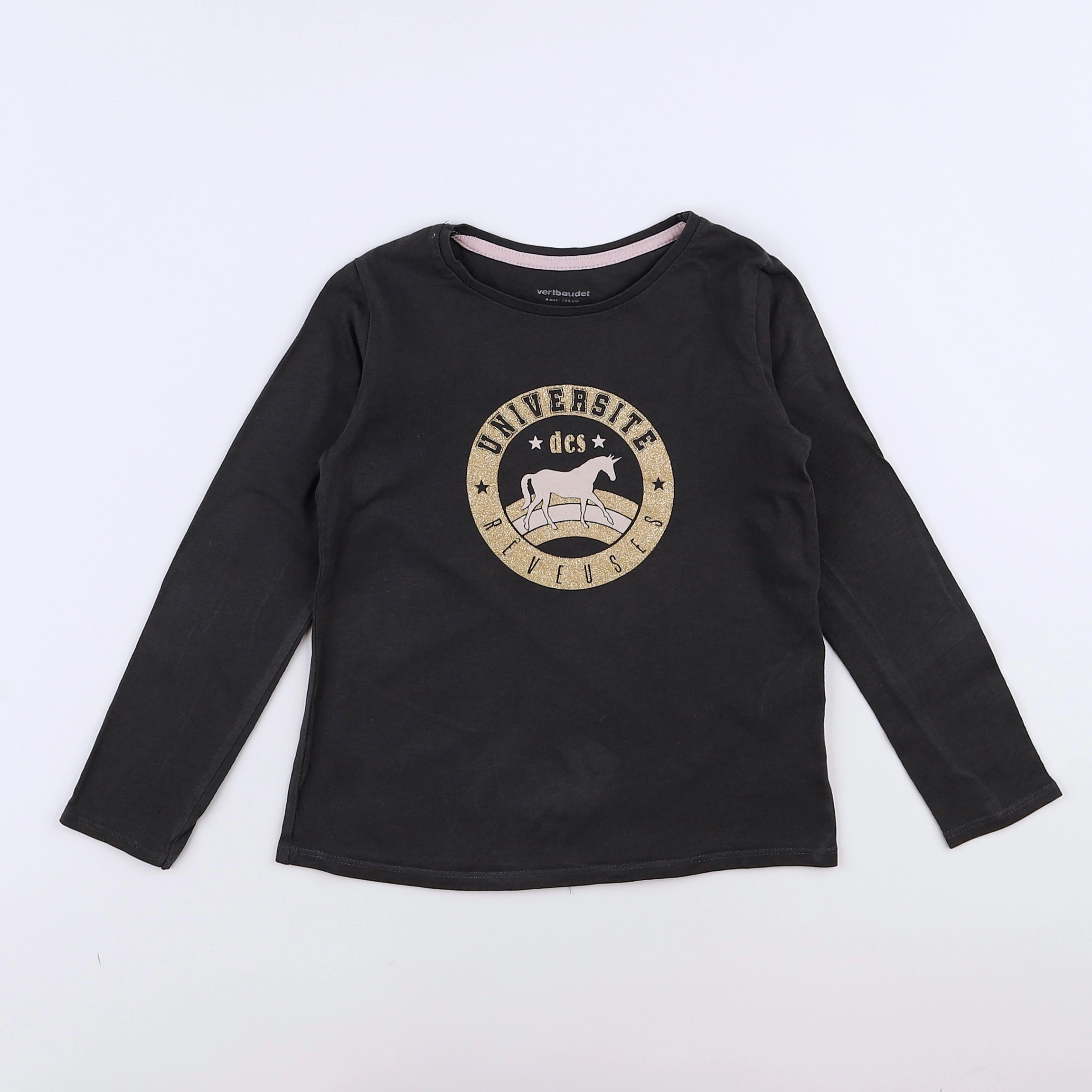 Vertbaudet - tee-shirt gris, or - 4 ans