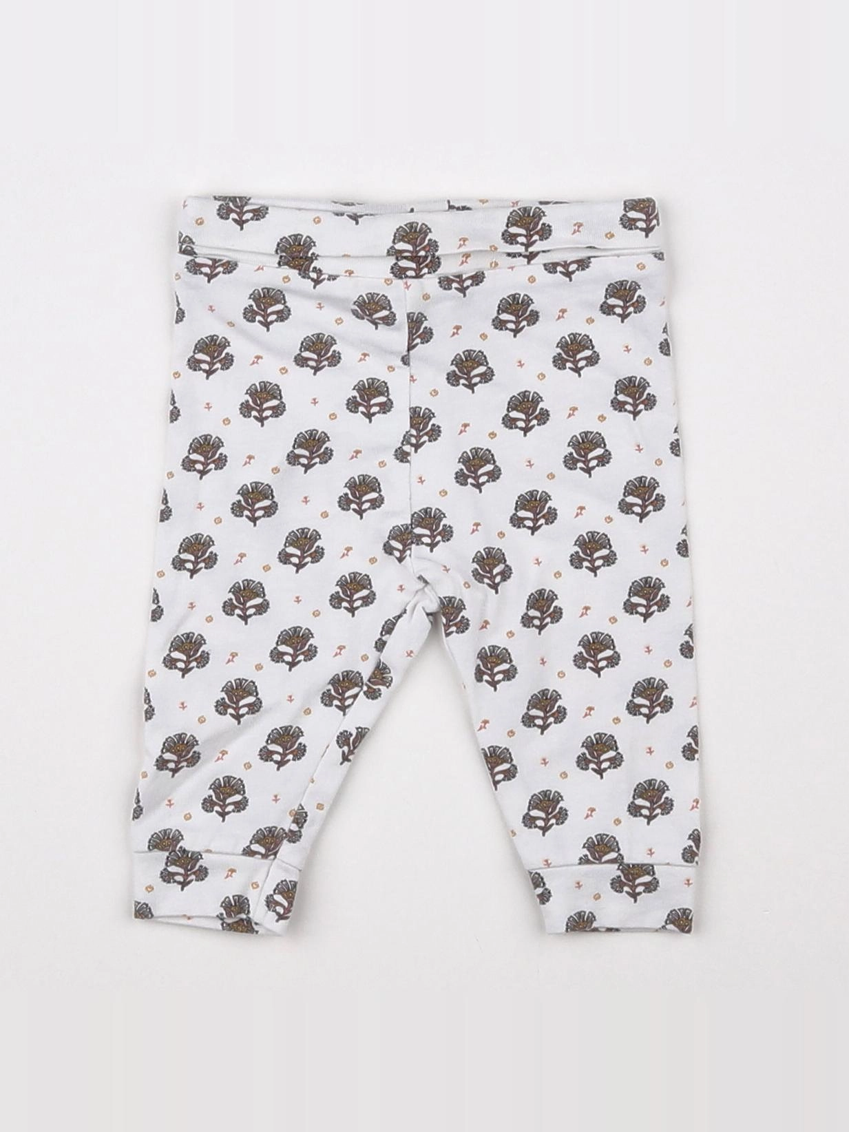Vertbaudet - legging blanc, marron - 1 mois