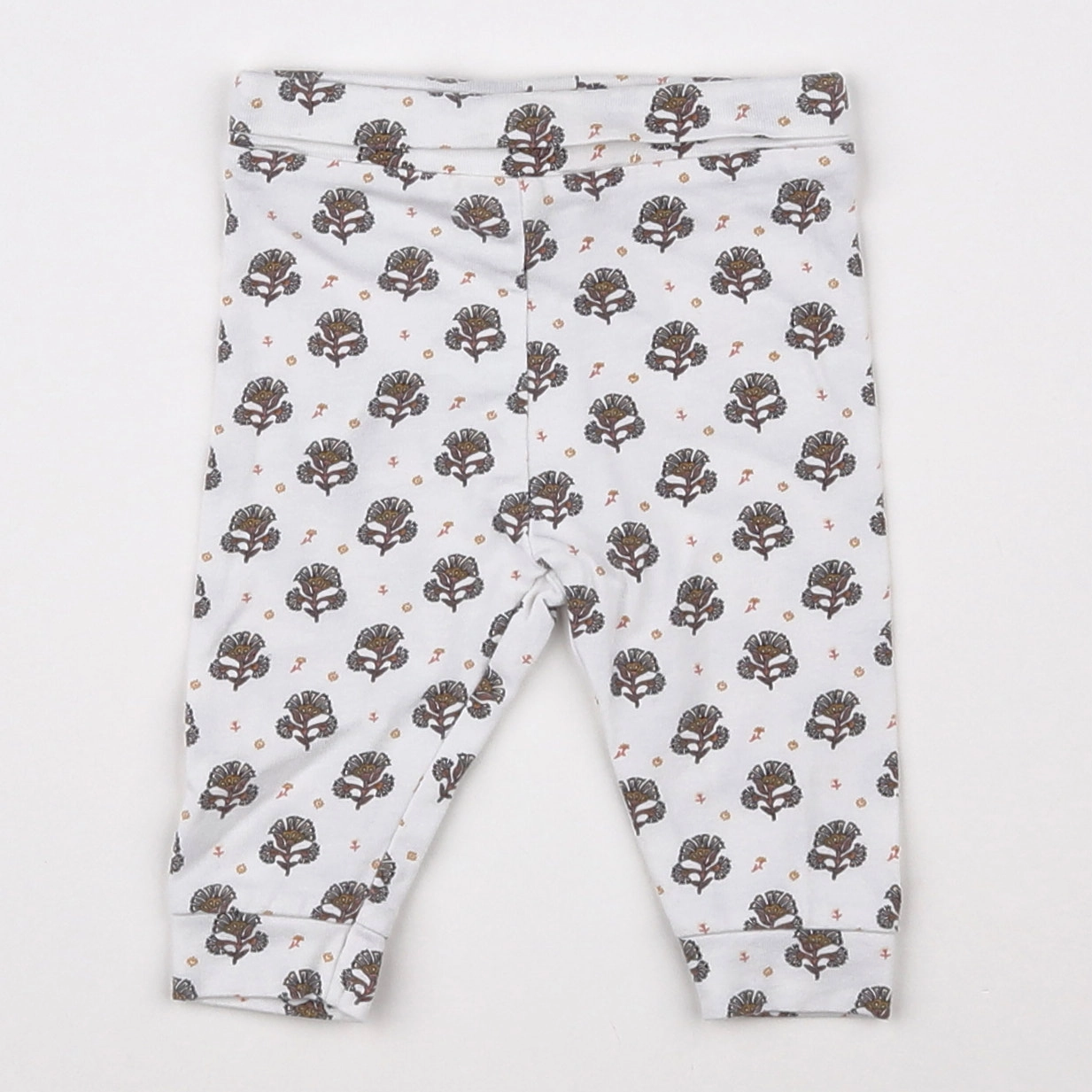 Vertbaudet - legging blanc, marron - 1 mois