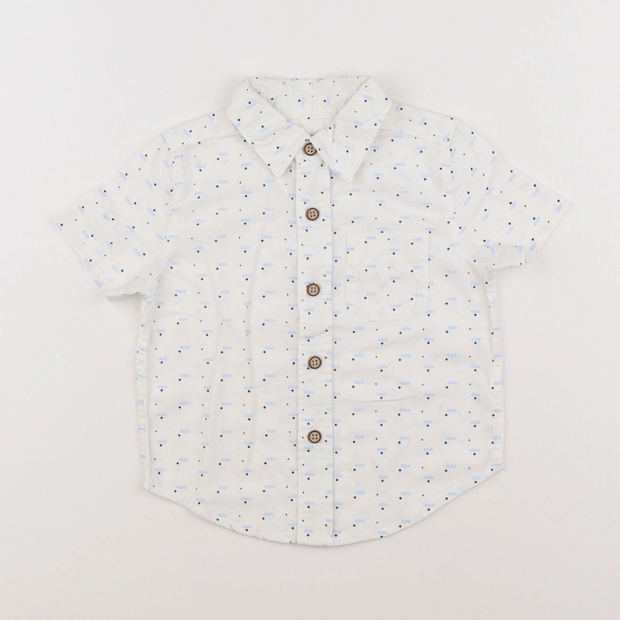 GAP - chemise blanc, bleu - 12/18 mois