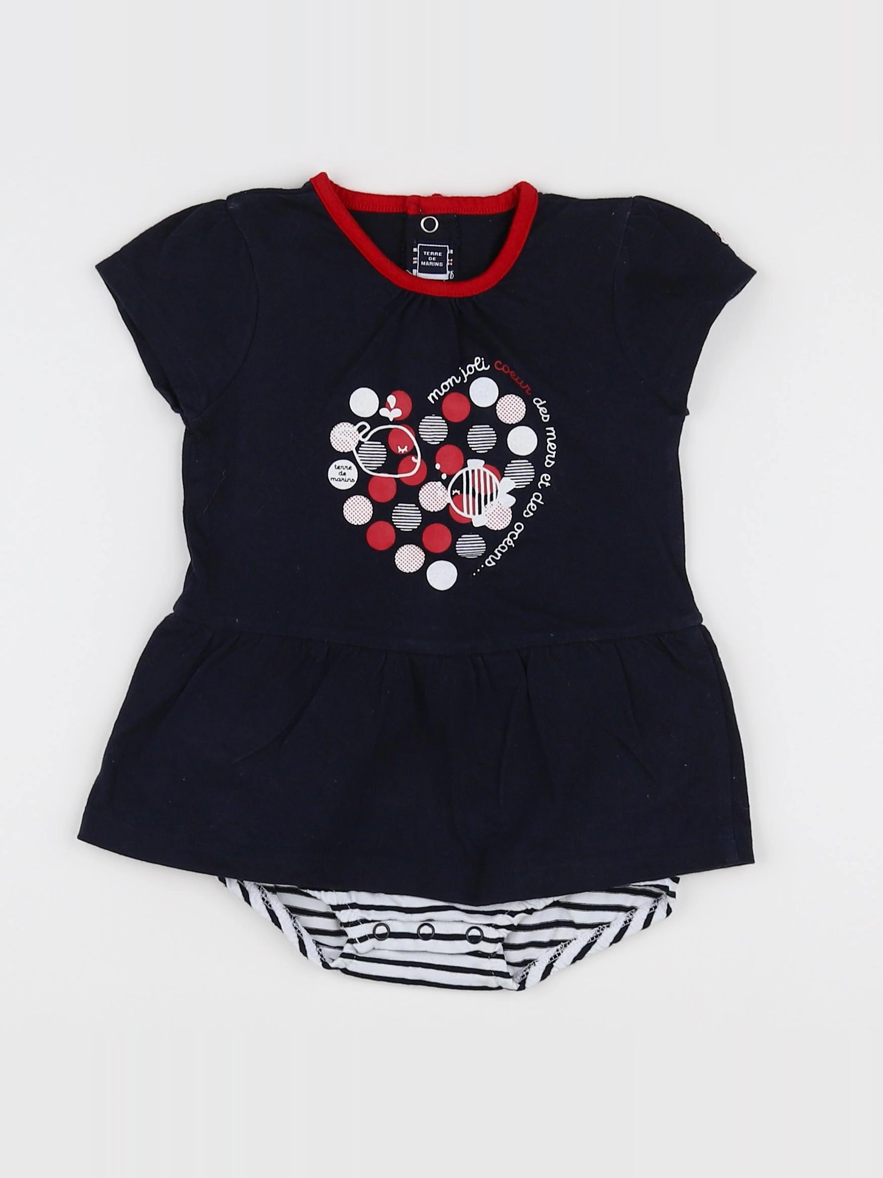 Terre de marins - robe bleu, blanc - 12 mois