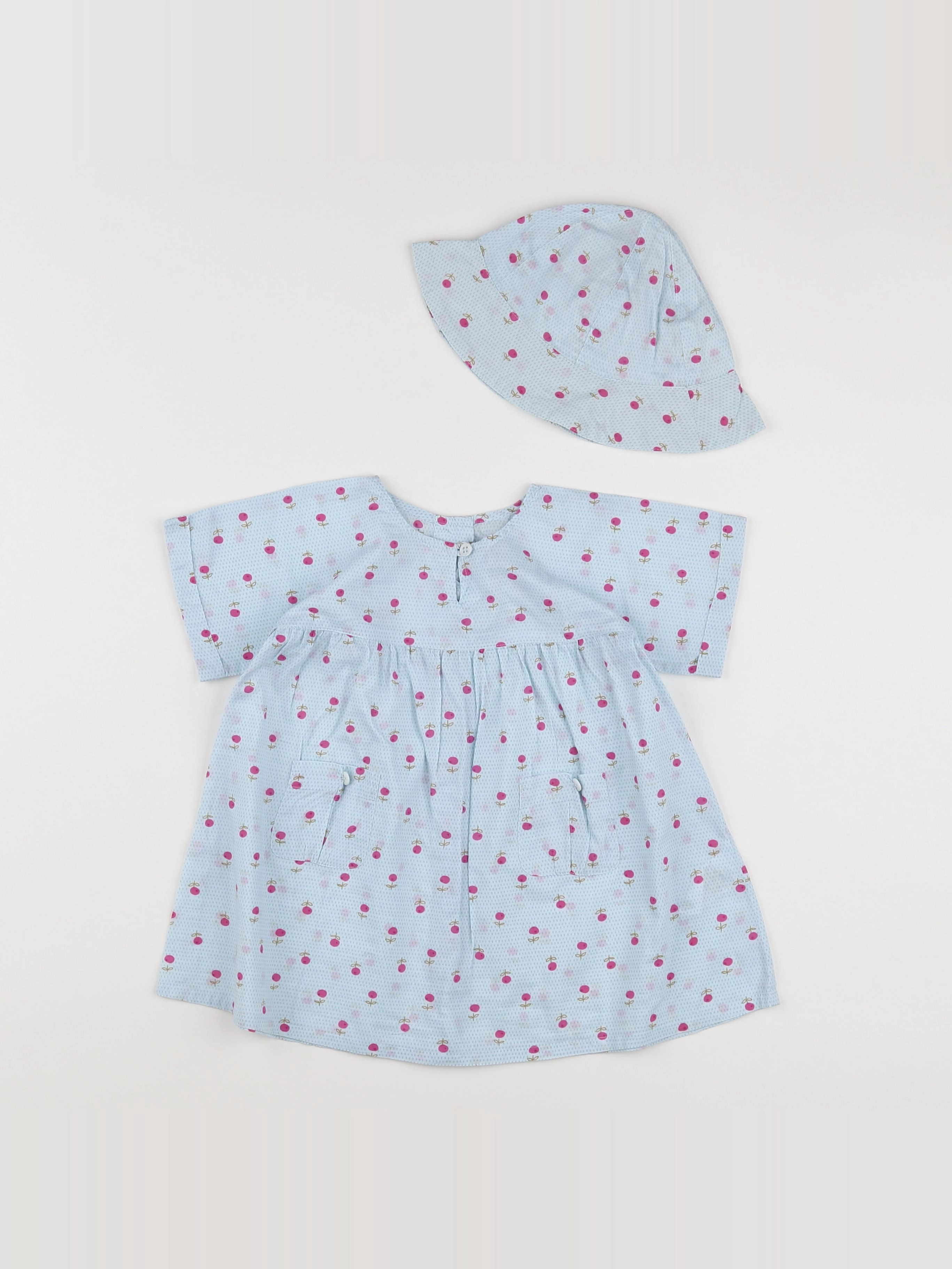 Petit Bateau - robe bleu - 12 mois