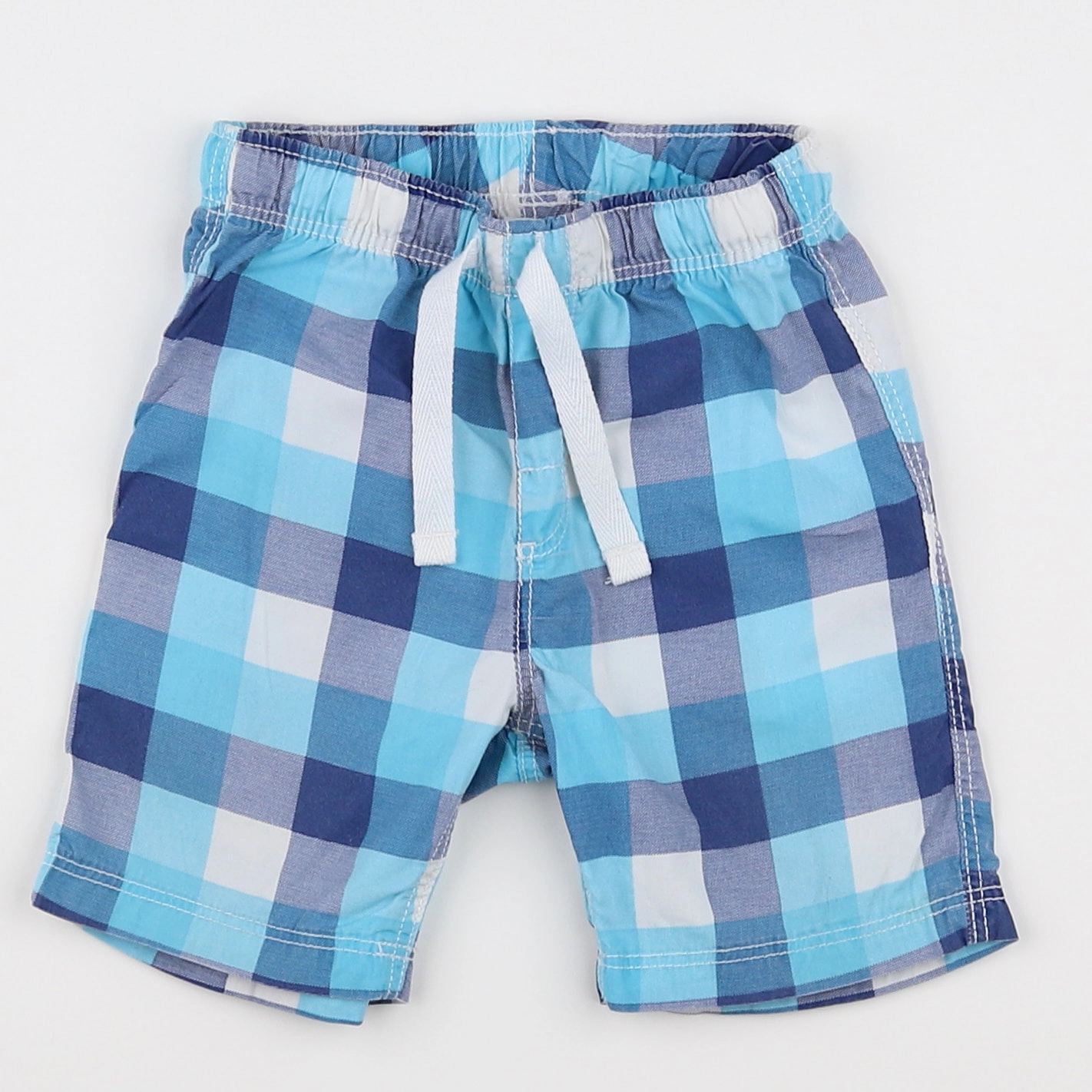 H&M - short bleu, blanc - 9/12 mois