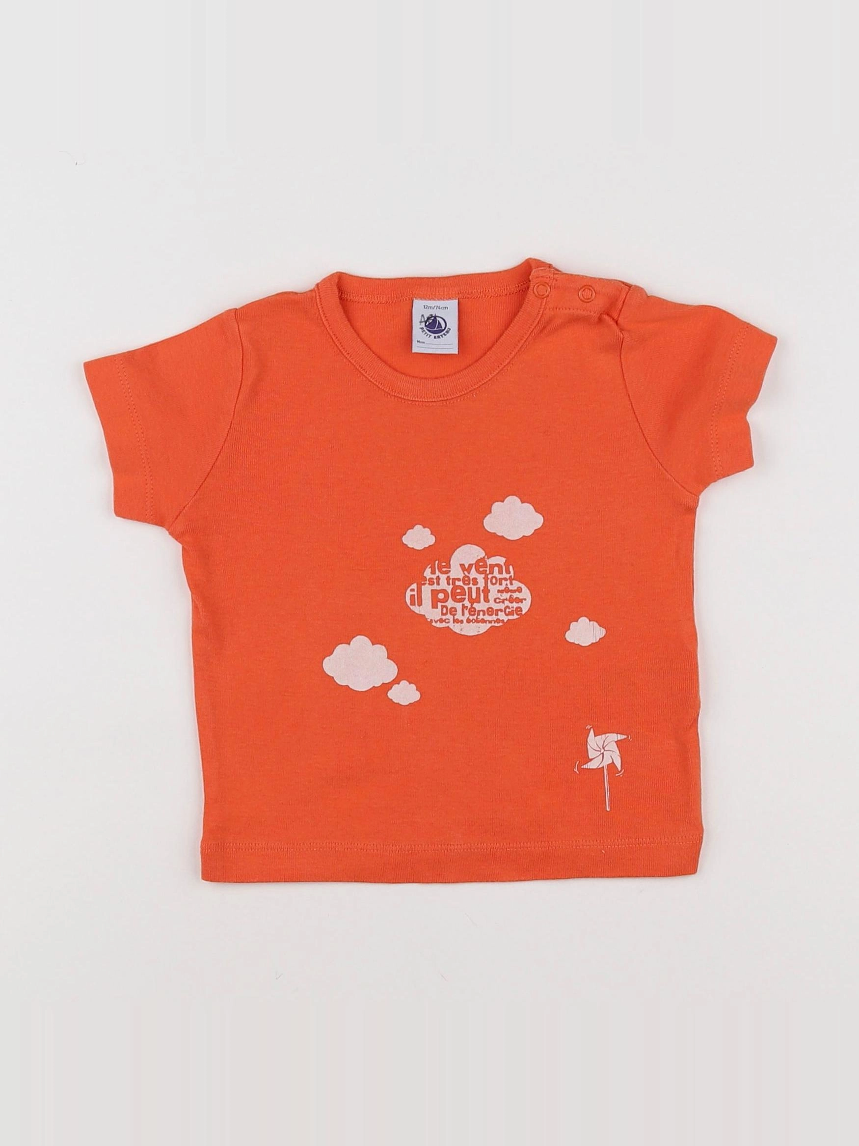 Petit Bateau - tee-shirt orange - 12 mois