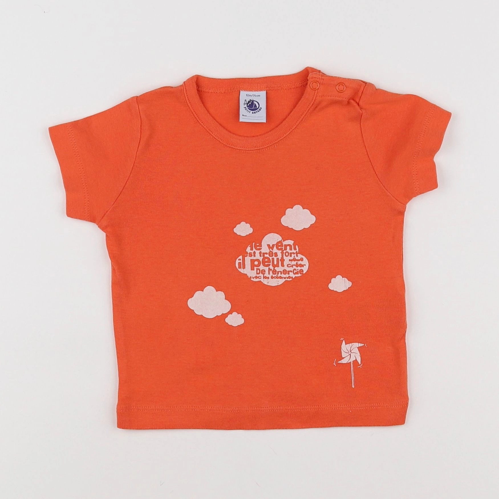 Petit Bateau - tee-shirt orange - 12 mois