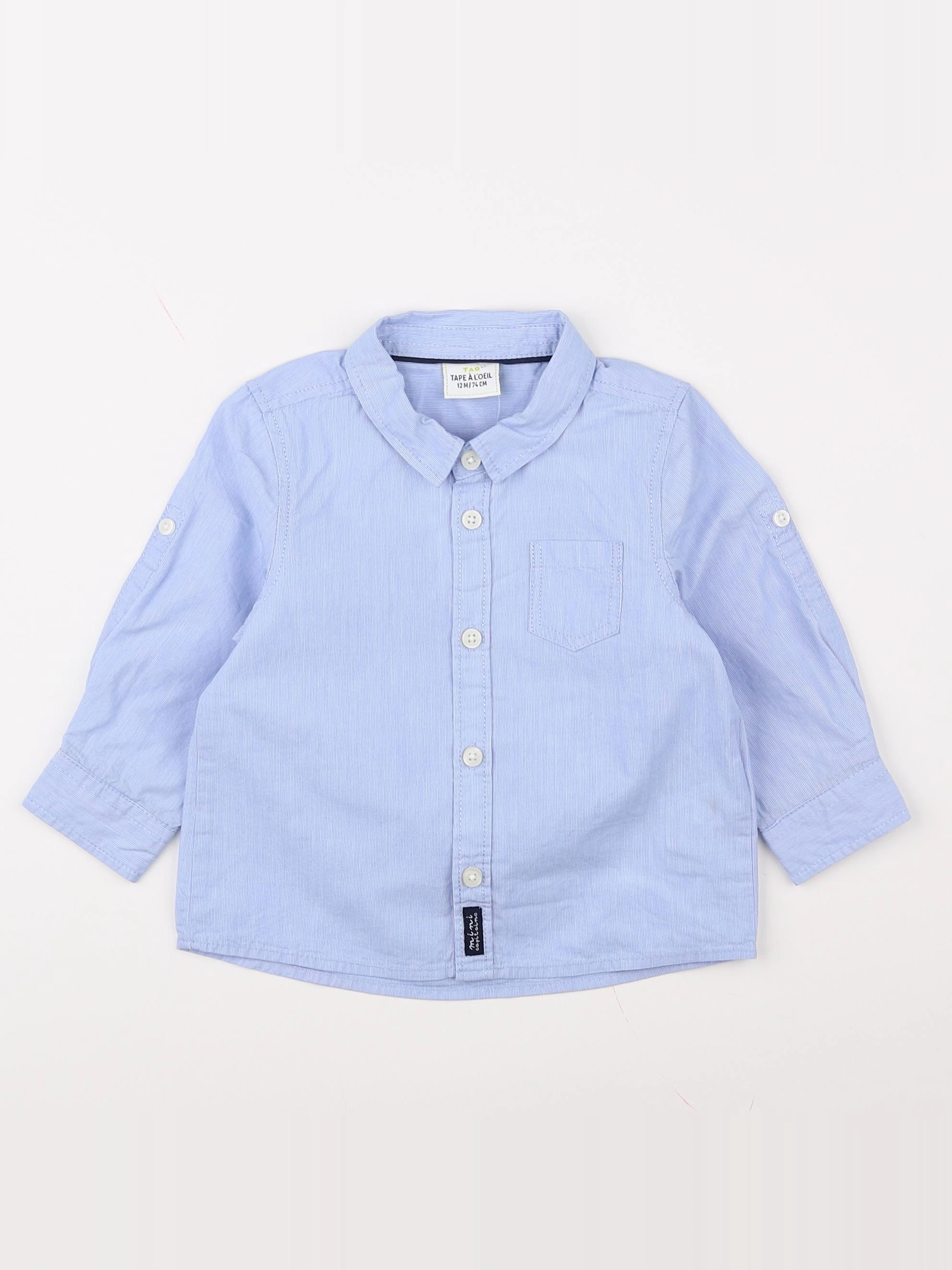 Tape à l'oeil - chemise blanc, bleu - 12 mois