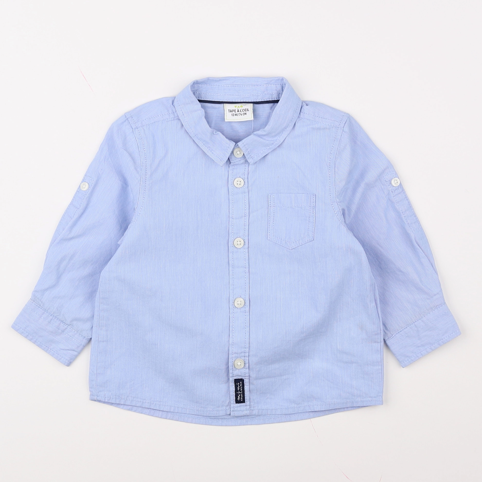 Tape à l'oeil - chemise blanc, bleu - 12 mois