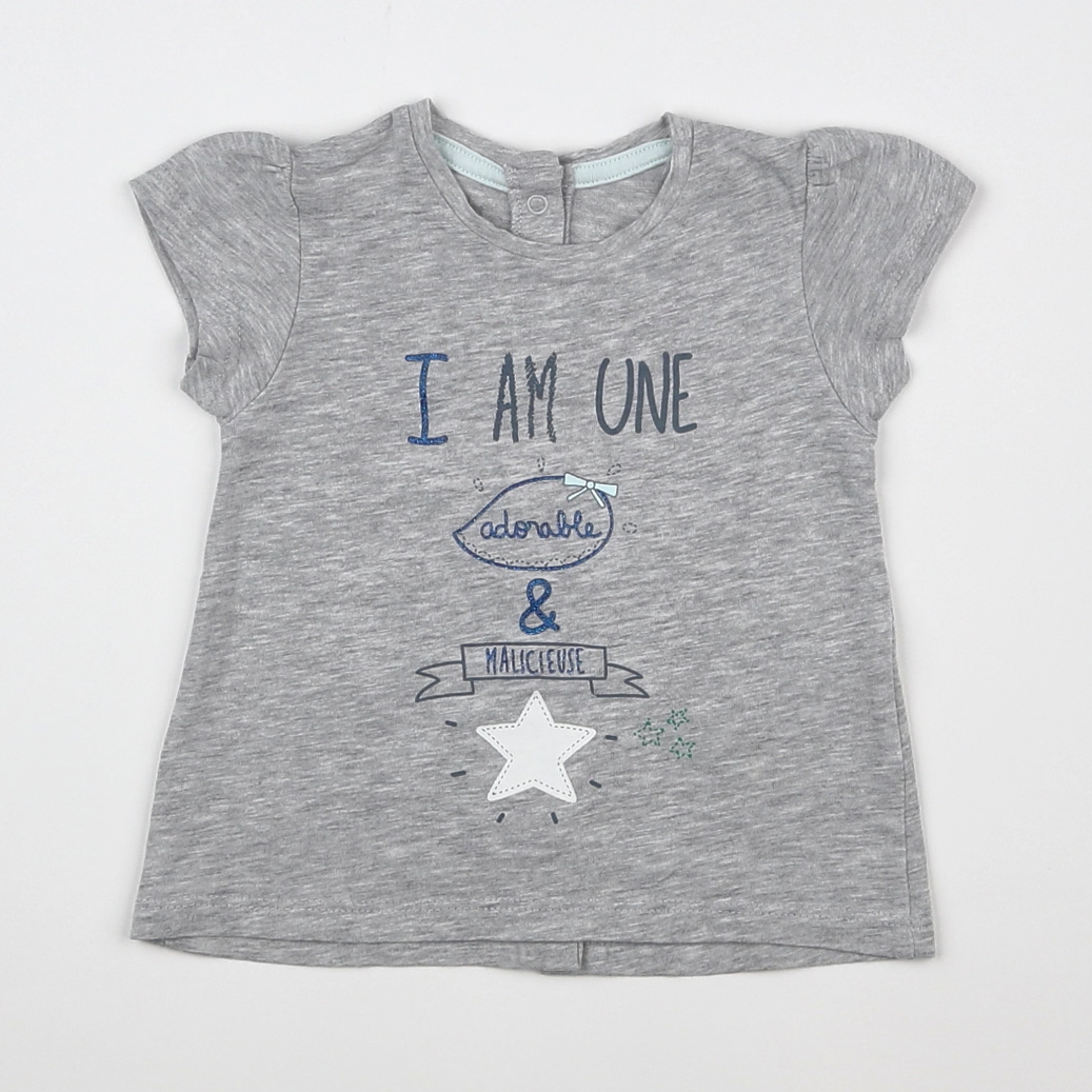 Vertbaudet - tee-shirt gris - 6 mois