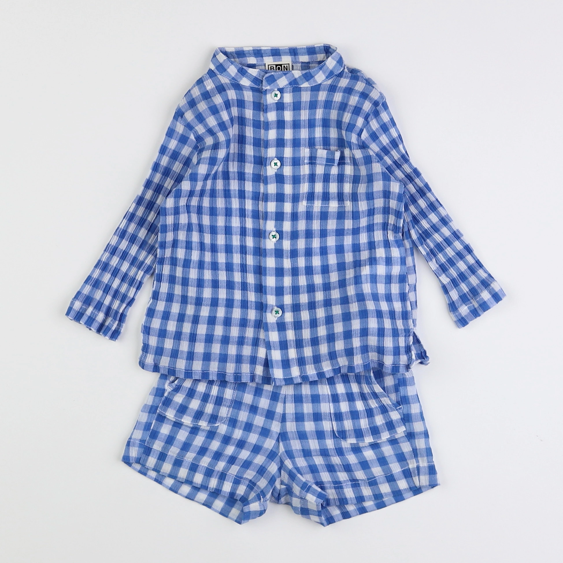 Bonton - pyjama coton bleu - 6 mois