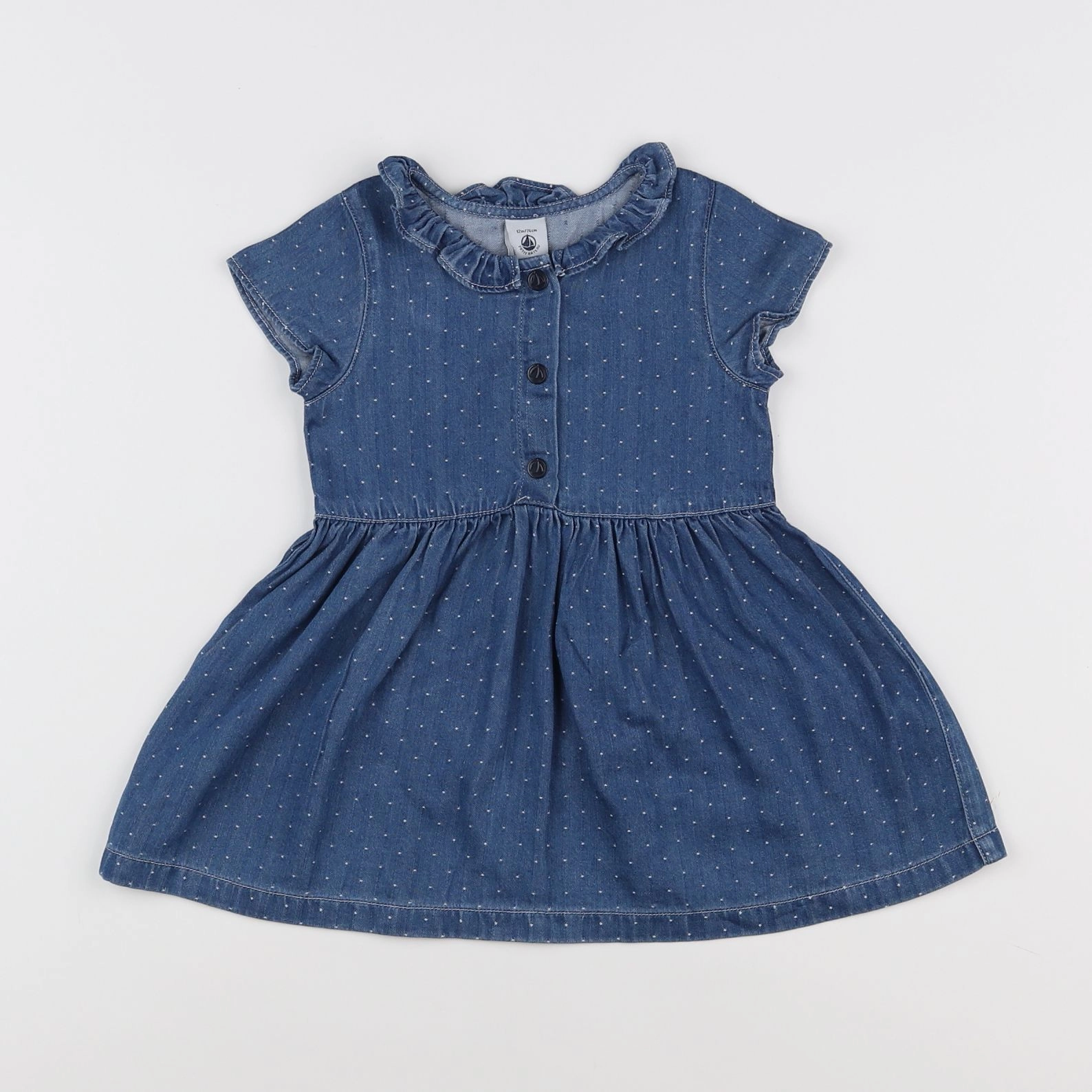 Petit Bateau - robe bleu (état neuf) - 12 mois