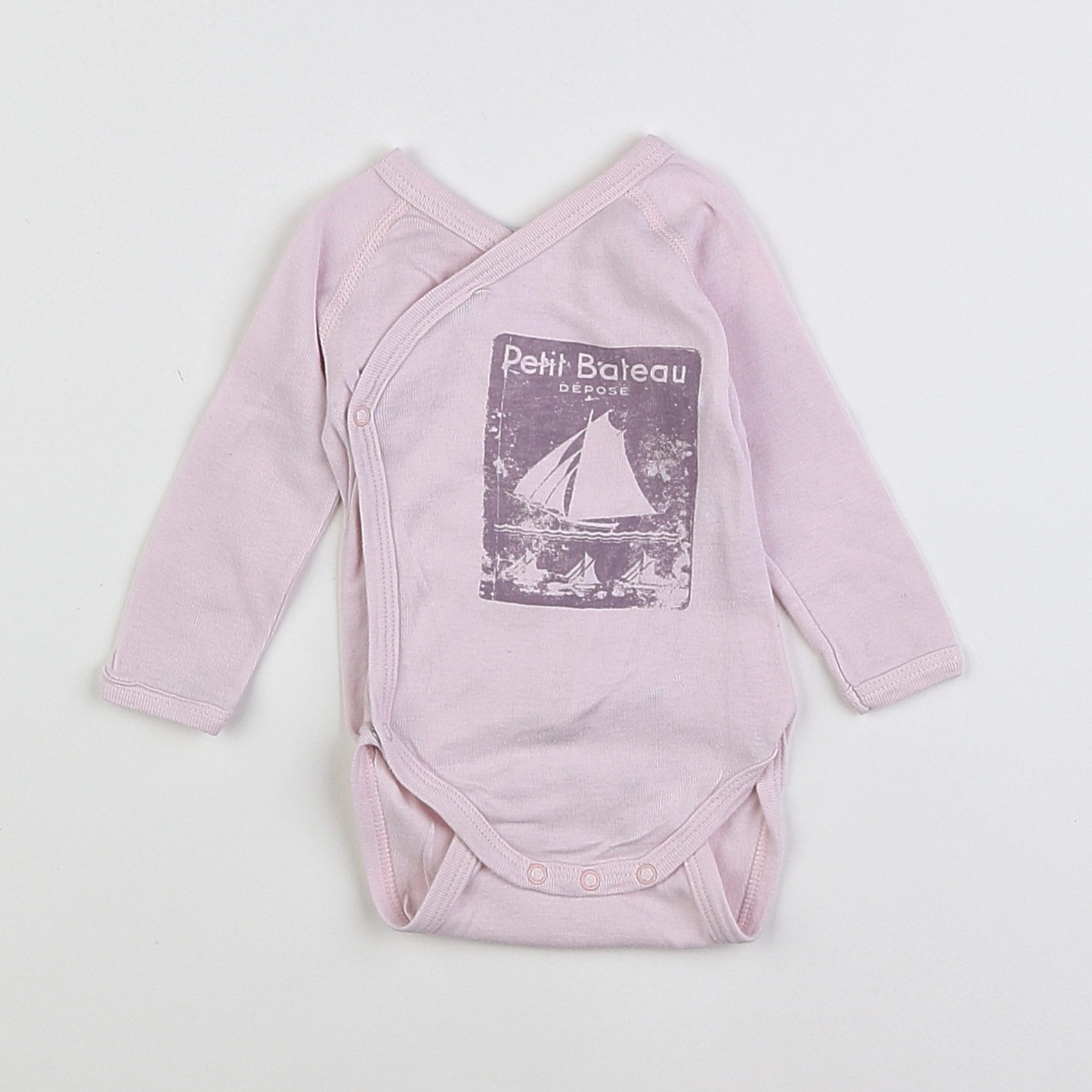 Petit Bateau - body violet, rose - 3 mois