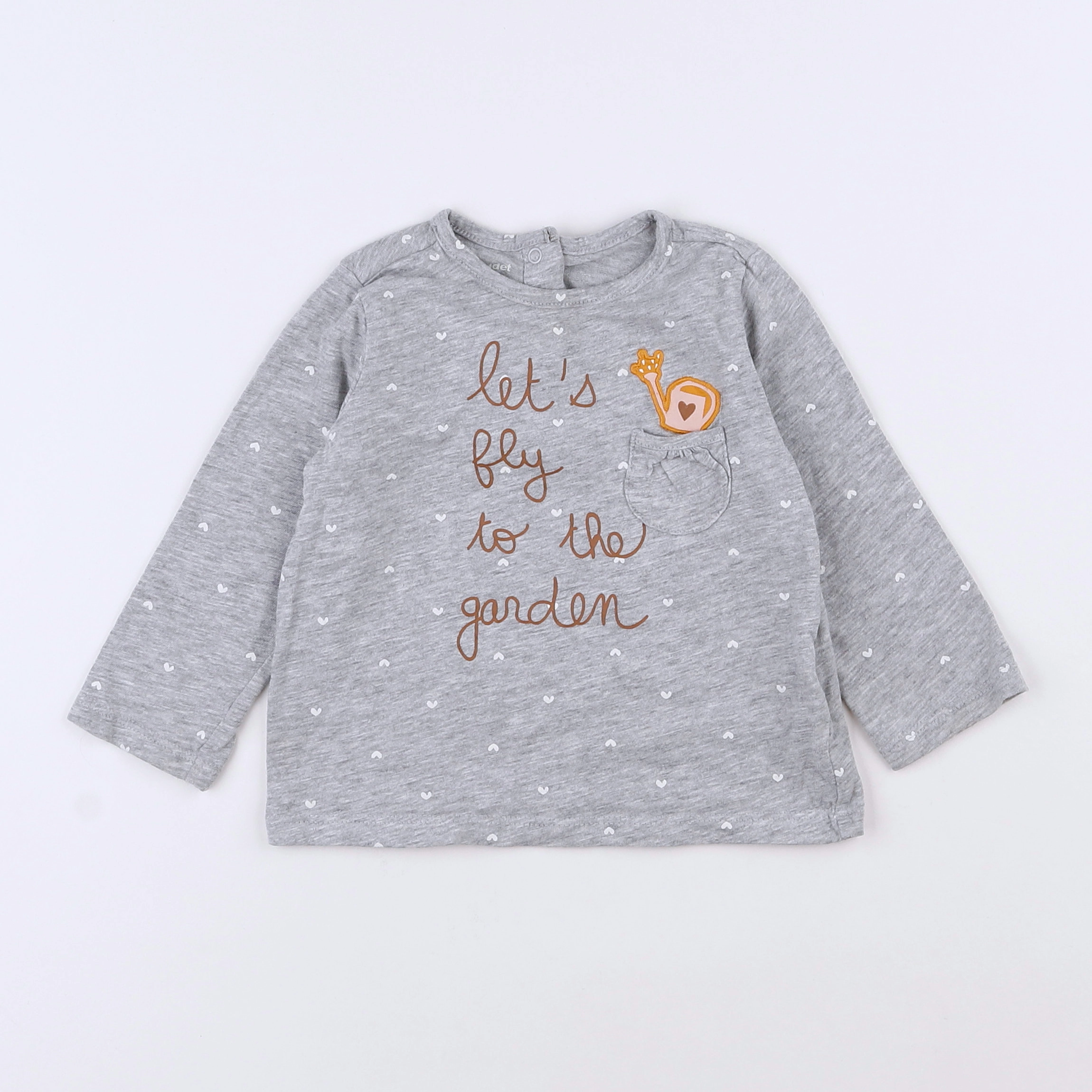 Vertbaudet - tee-shirt gris, jaune - 12 mois