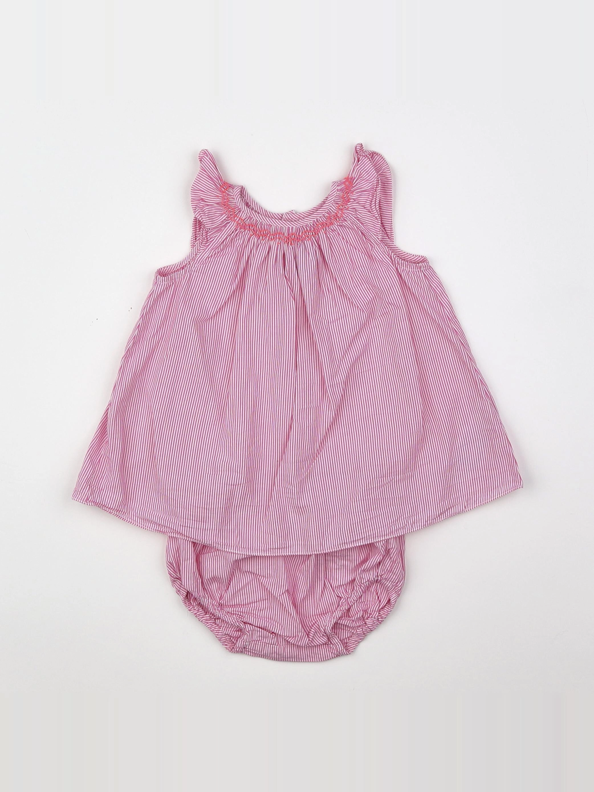 Jacadi - robe blanc, rose - 3 mois