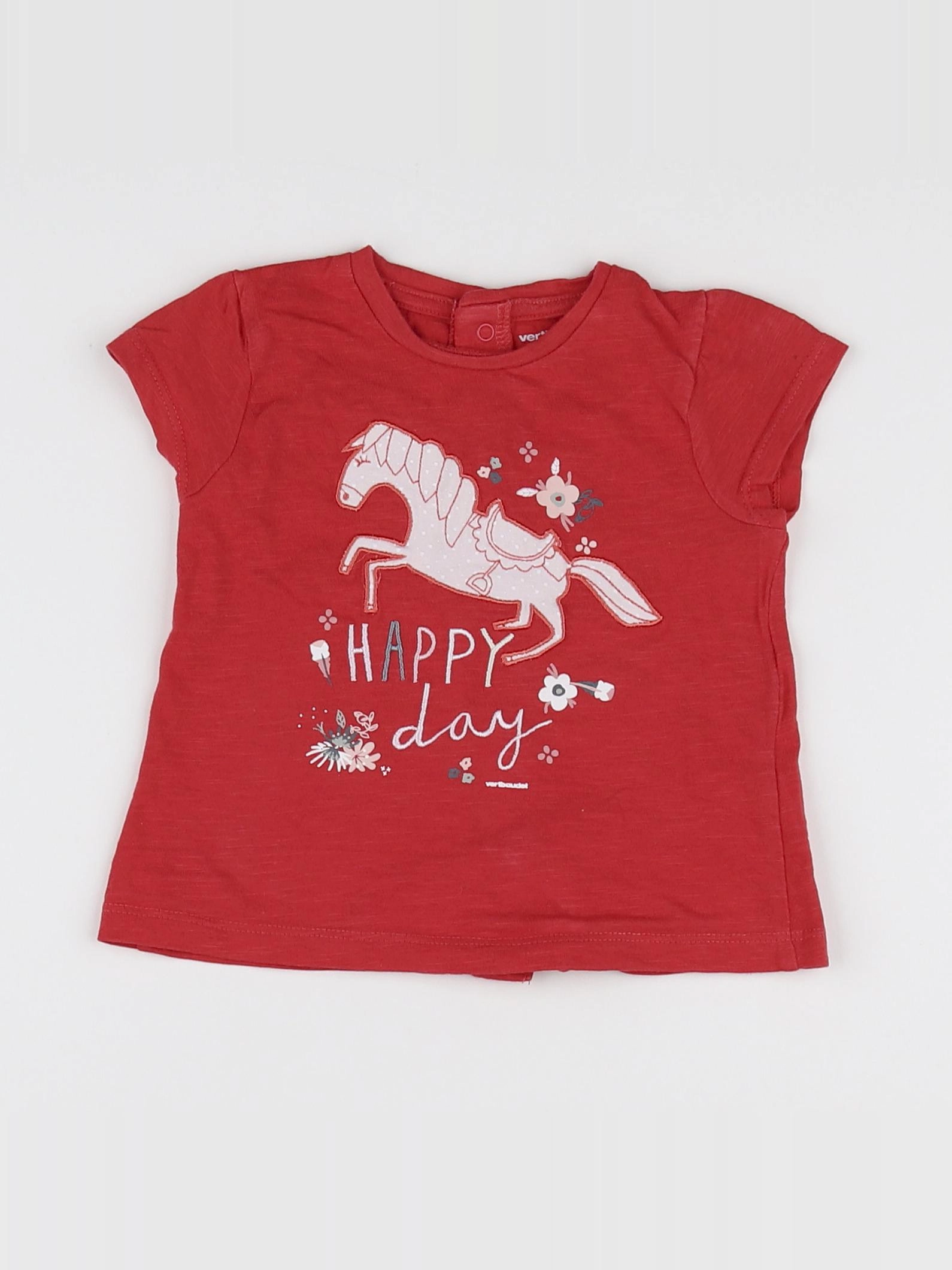 Vertbaudet - tee-shirt rouge - 9 mois