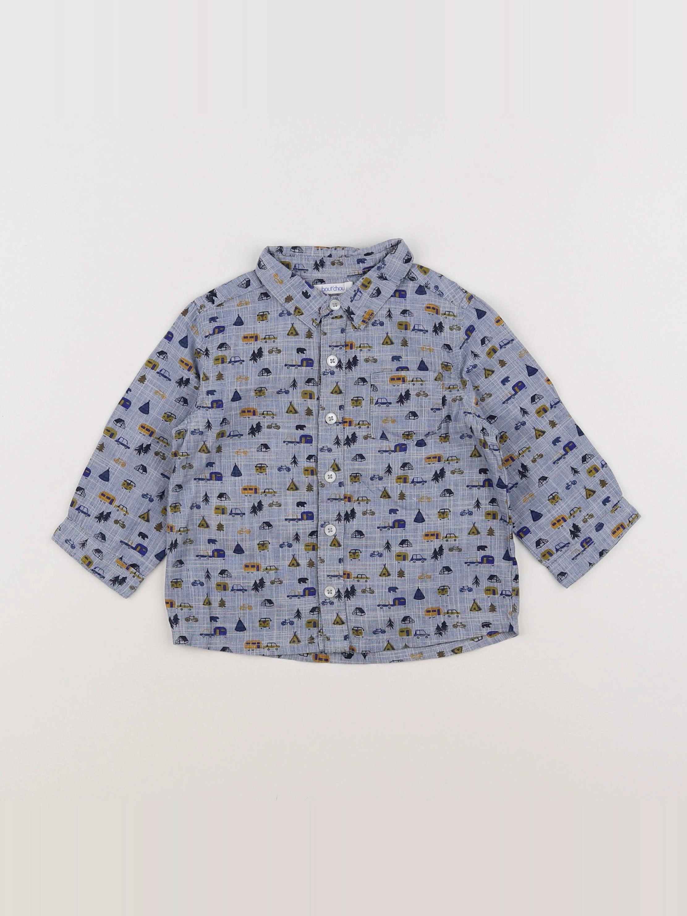 Boutchou - chemise bleu, multicolore - 9 mois