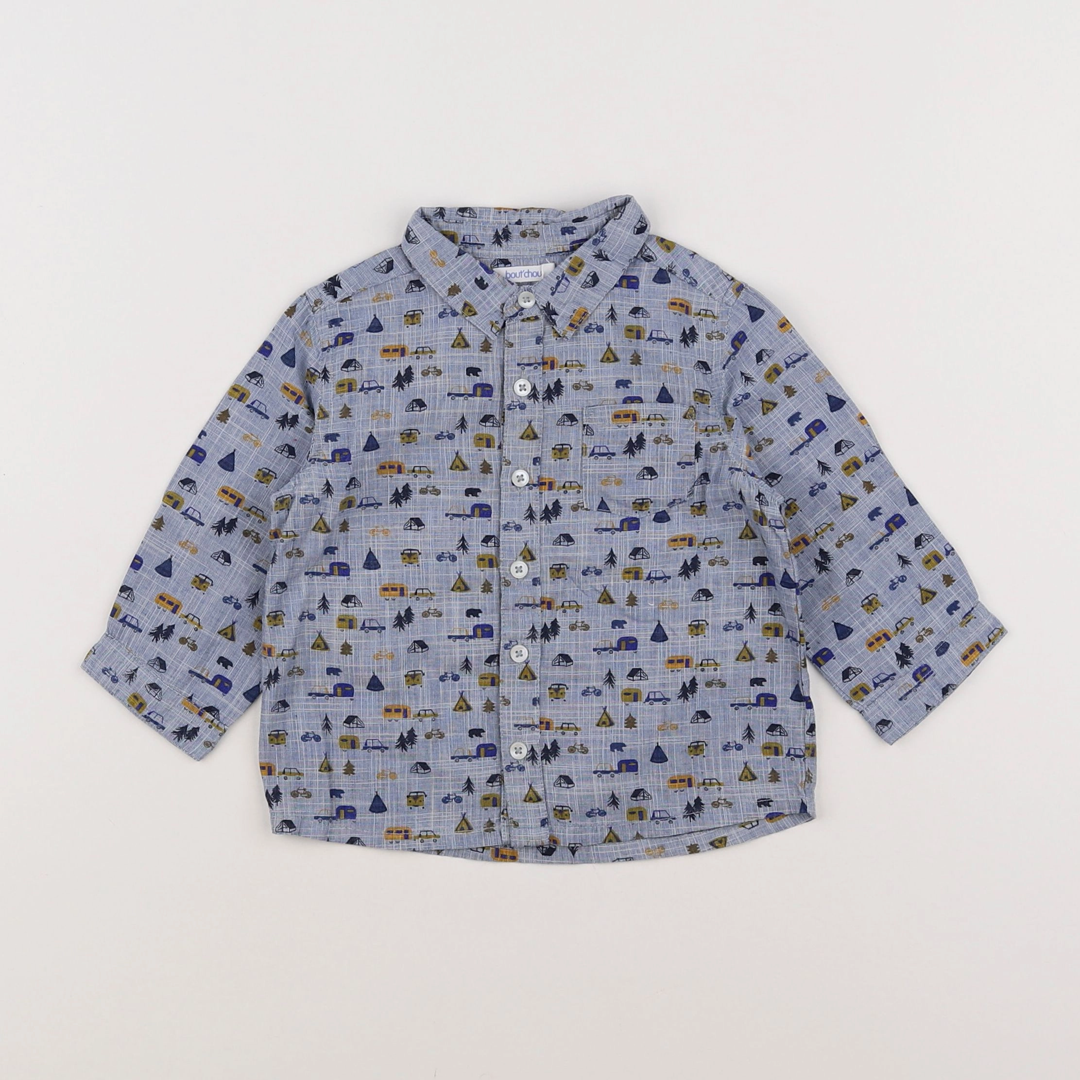 Boutchou - chemise bleu, multicolore - 9 mois