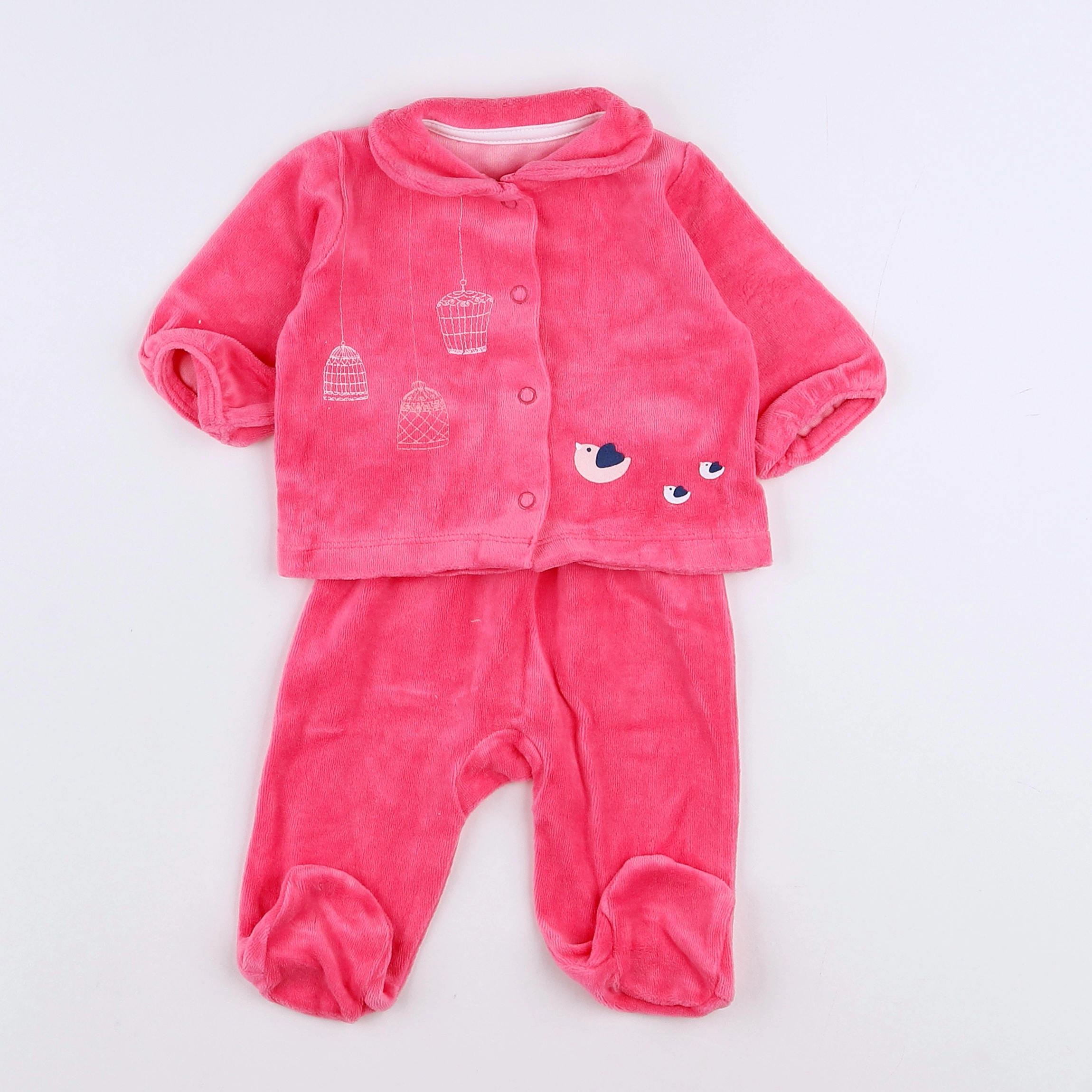 Vertbaudet - pyjama velours rose - 3 mois