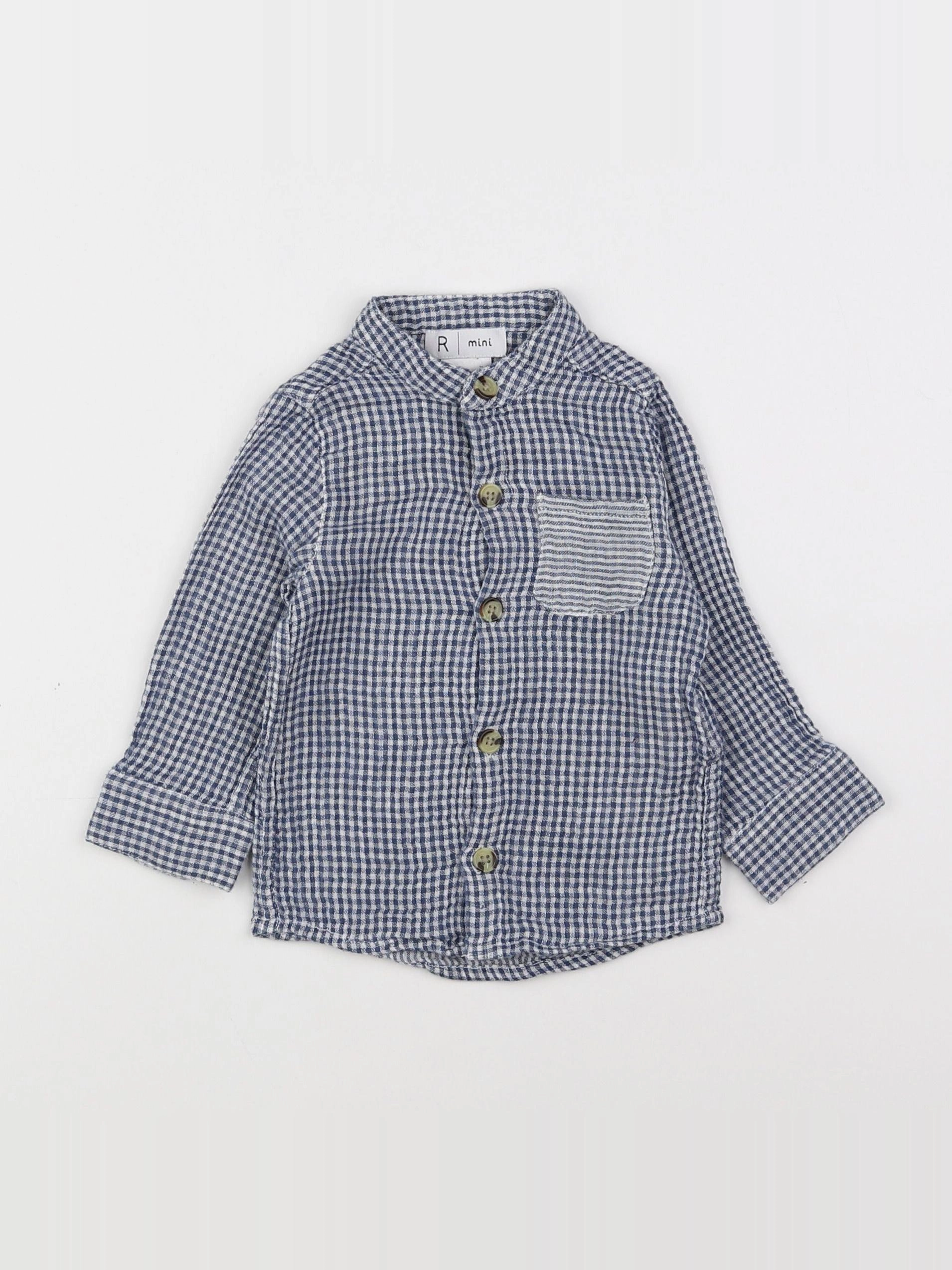 La Redoute - chemise blanc, bleu - 9 mois
