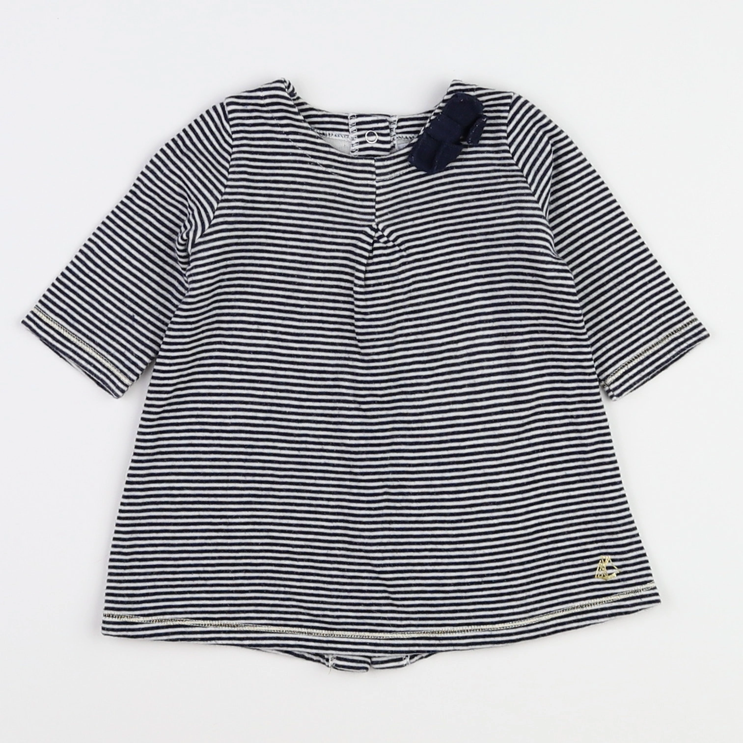Petit Bateau - robe bleu, blanc - 3 mois