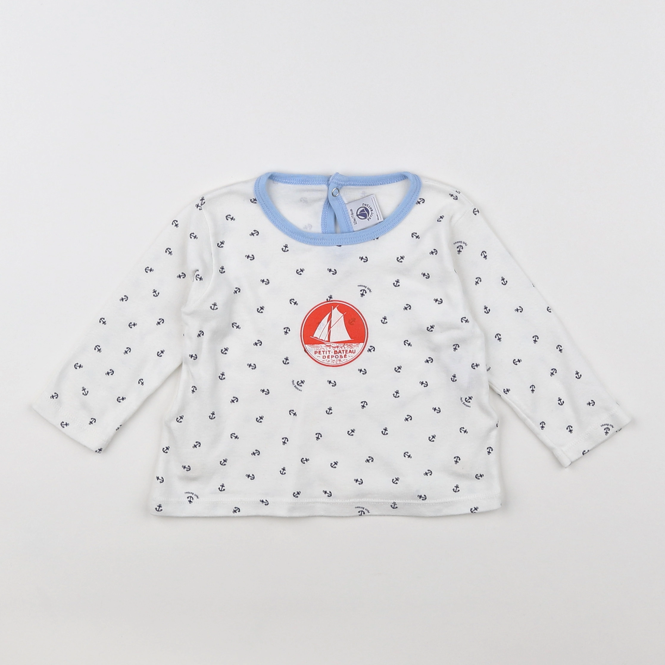 Petit Bateau - pyjama coton blanc - 12 mois