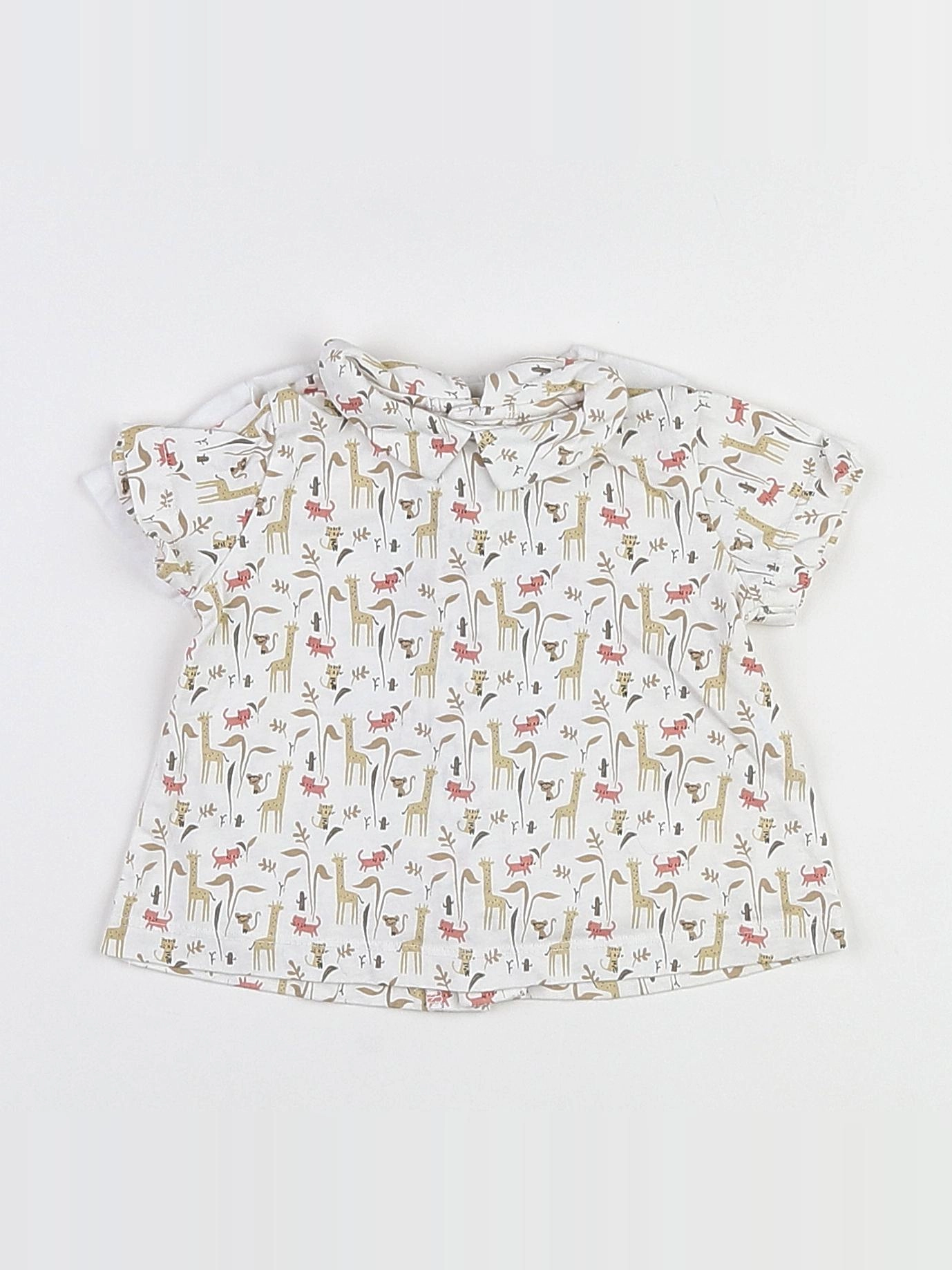 Boutchou - tee-shirt blanc, beige - 3 mois